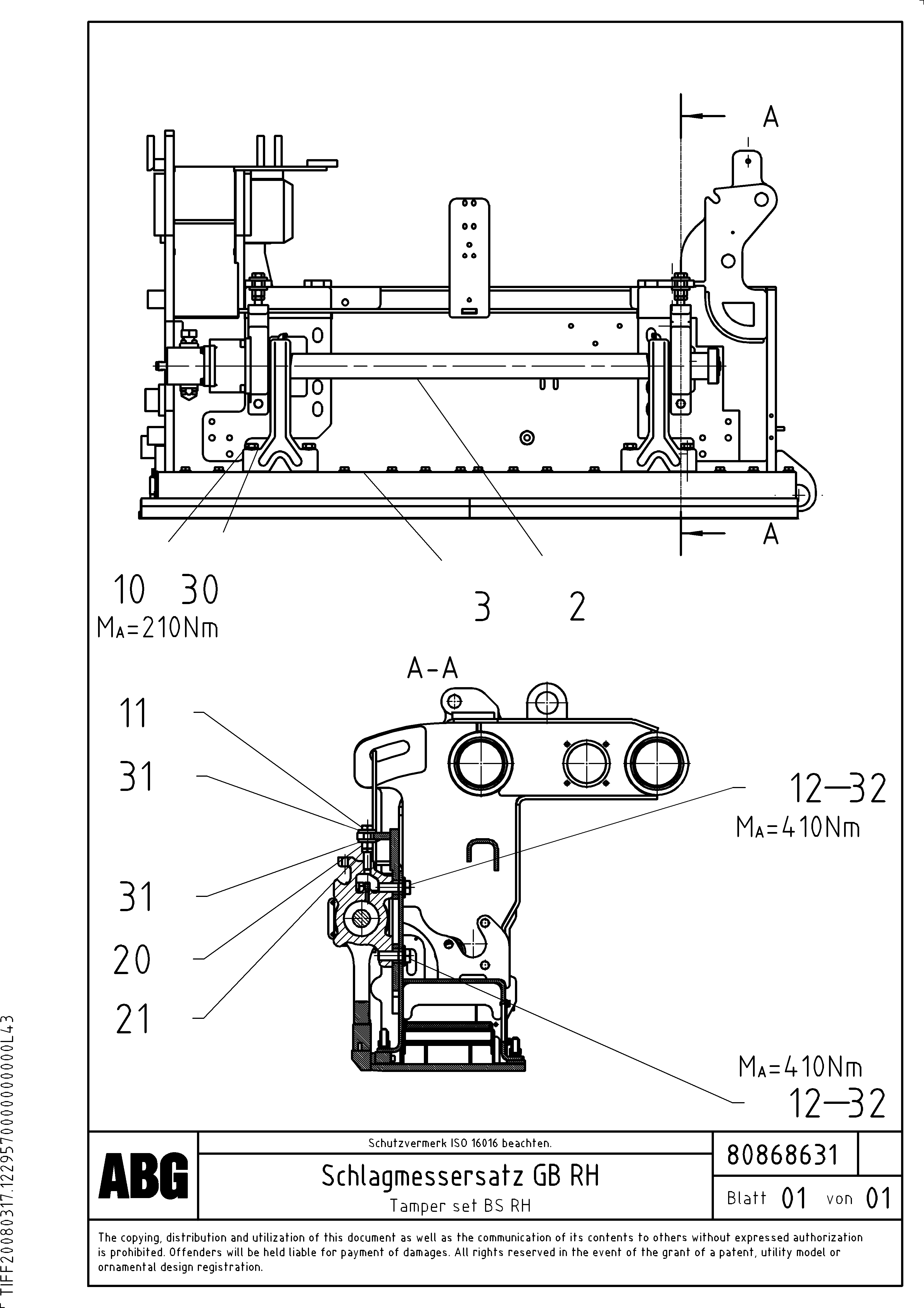 Схема запчастей Volvo ABG8820B - 70508 Tamper set for basic screed VB 88 GTC ATT. SCREEDS 3,0 -10,0M ABG8820/ABG8820B