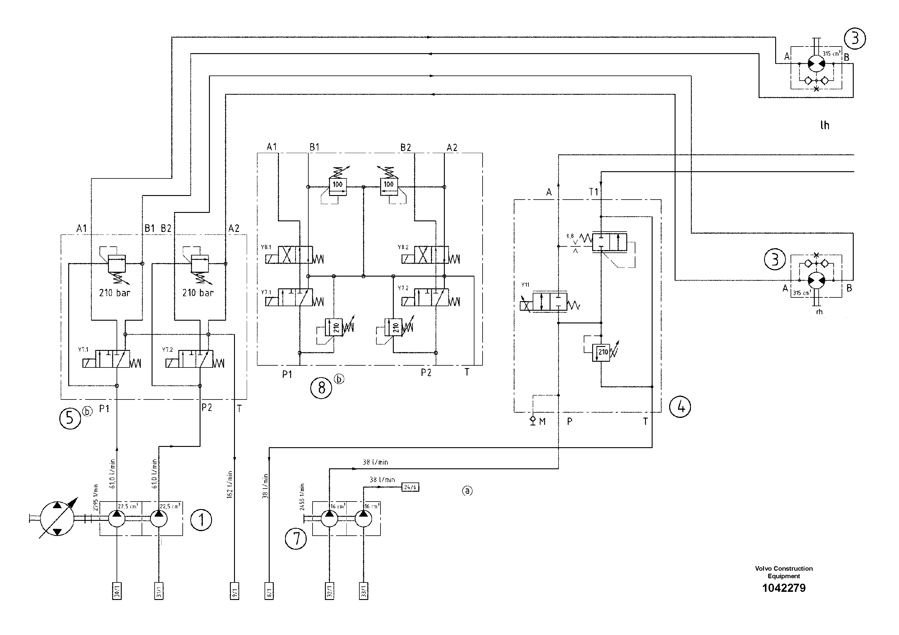Схема запчастей Volvo ABG8820B - 55190 Hydraulic diagram ABG8820/ABG8820B ABG8820 S/N 21098-23354 ABG8820B S/N 23355-