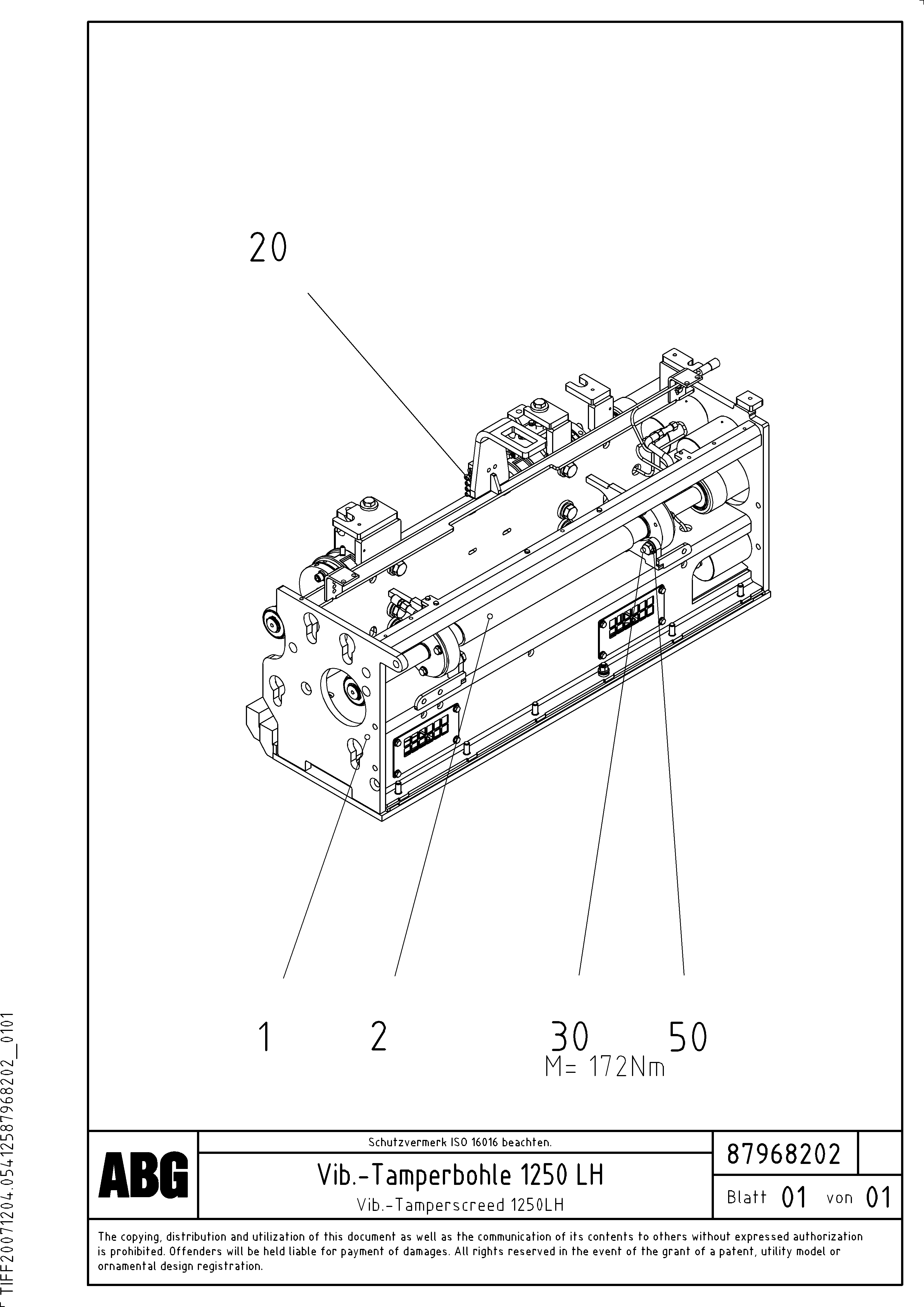 Схема запчастей Volvo ABG8820B - 80874 Vib.-tamperscreed for extension VDT-V 88 GTC ATT. SCREEDS 3,0 - 9,0M ABG8820/ABG8820B