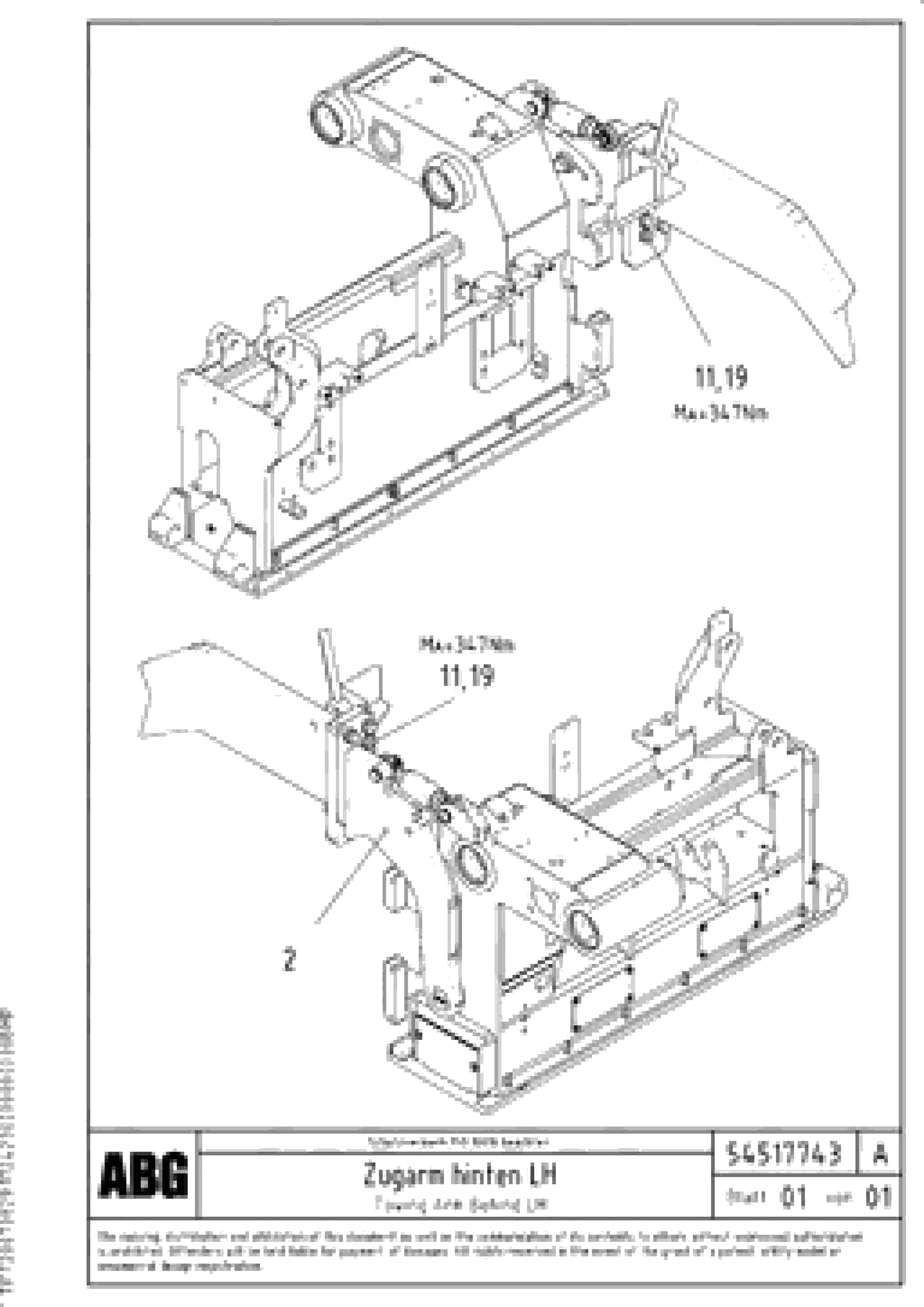 Схема запчастей Volvo ABG8820B - 78655 Towing arm behind VDT-V 88 ETC ATT. SCREEDS 3,0 - 9,0M ABG8820, ABG8820B