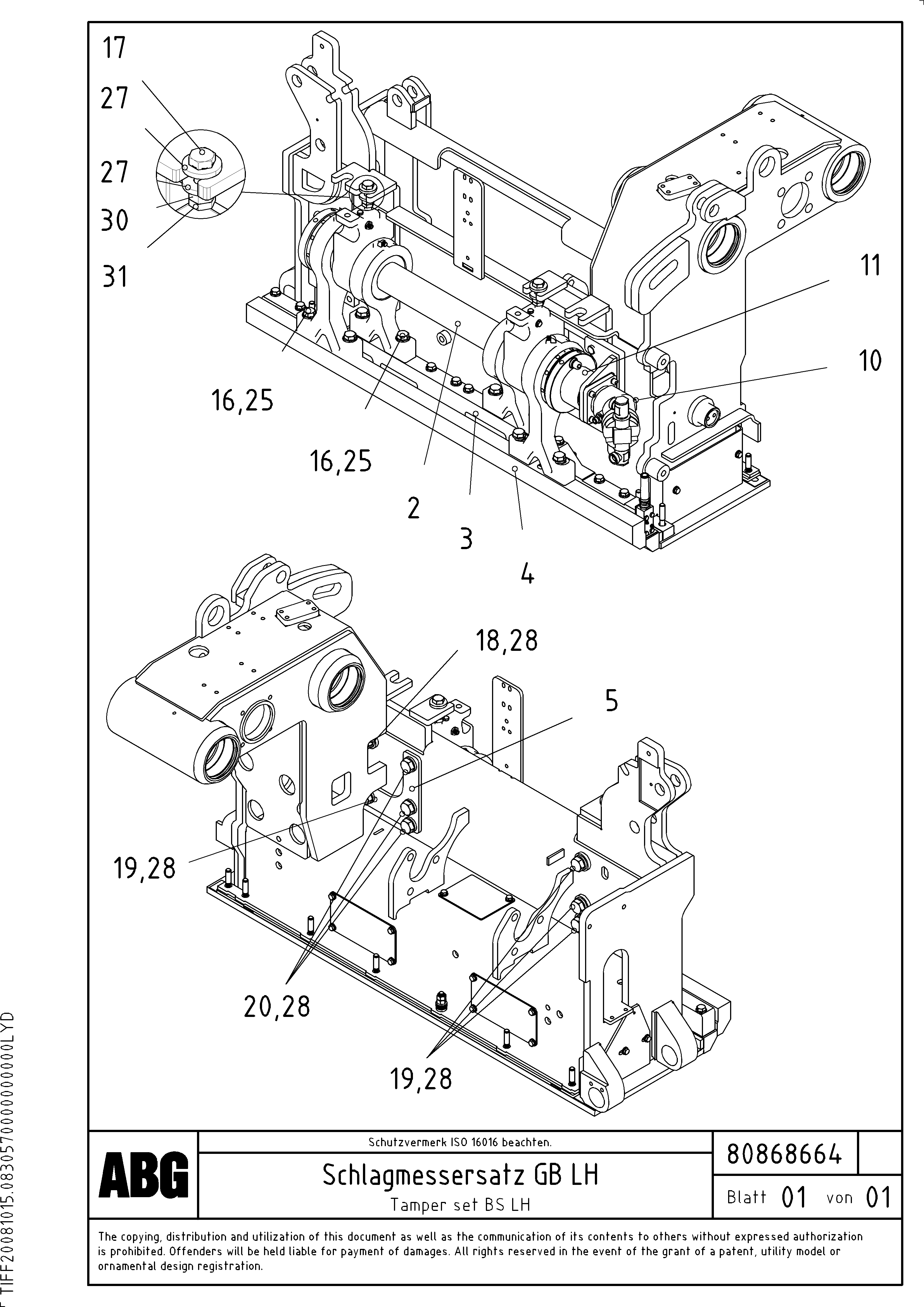 Схема запчастей Volvo ABG8820B - 78188 Tamper set for basic screed VDT-V 88 ETC ATT. SCREEDS 3,0 - 9,0M ABG8820, ABG8820B