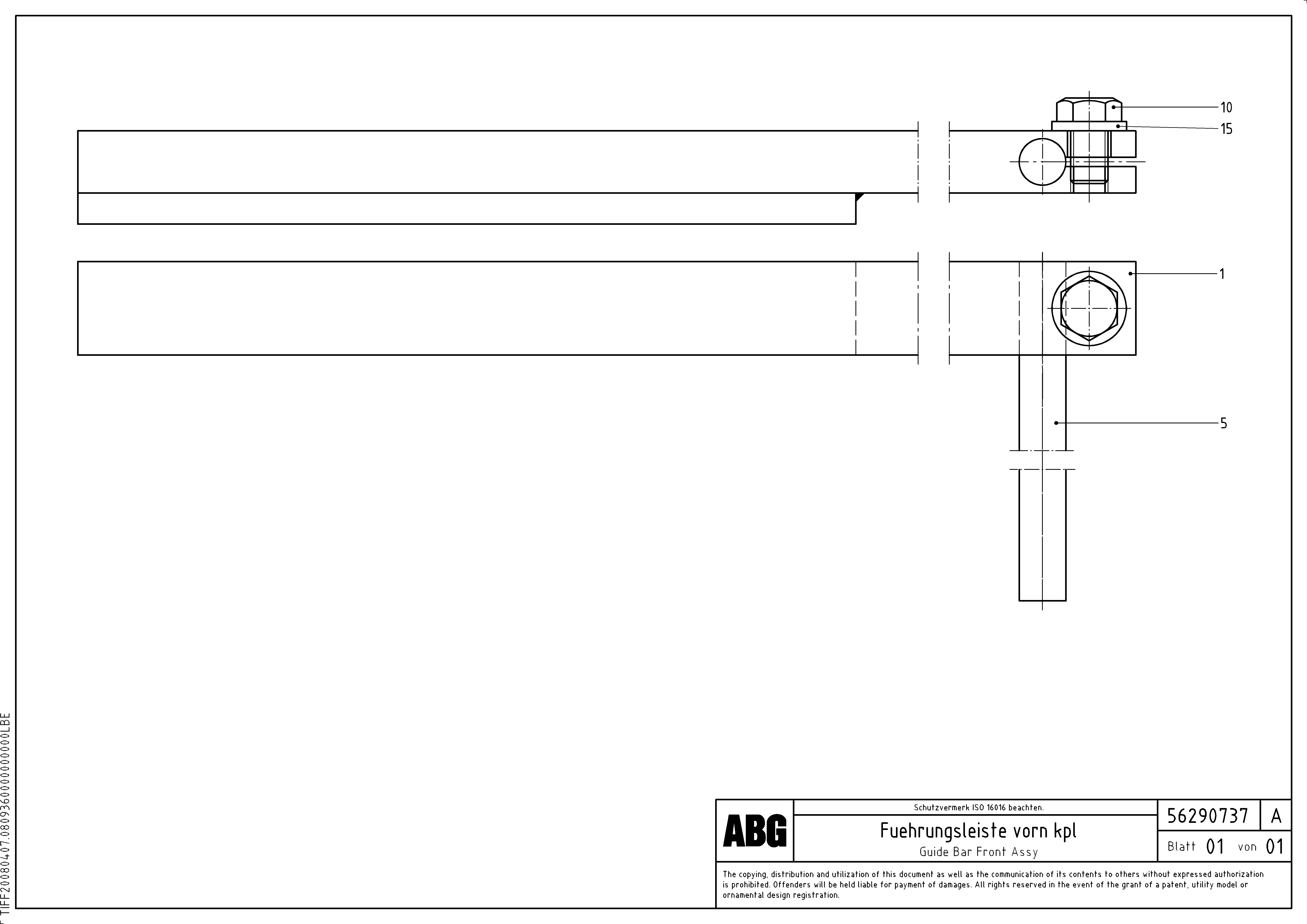 Схема запчастей Volvo ABG8820B - 81800 Guide bar for lateral limitation MB 122 ATT. SCREEDS 2,5 -12,0M ABG8820, ABG8820B