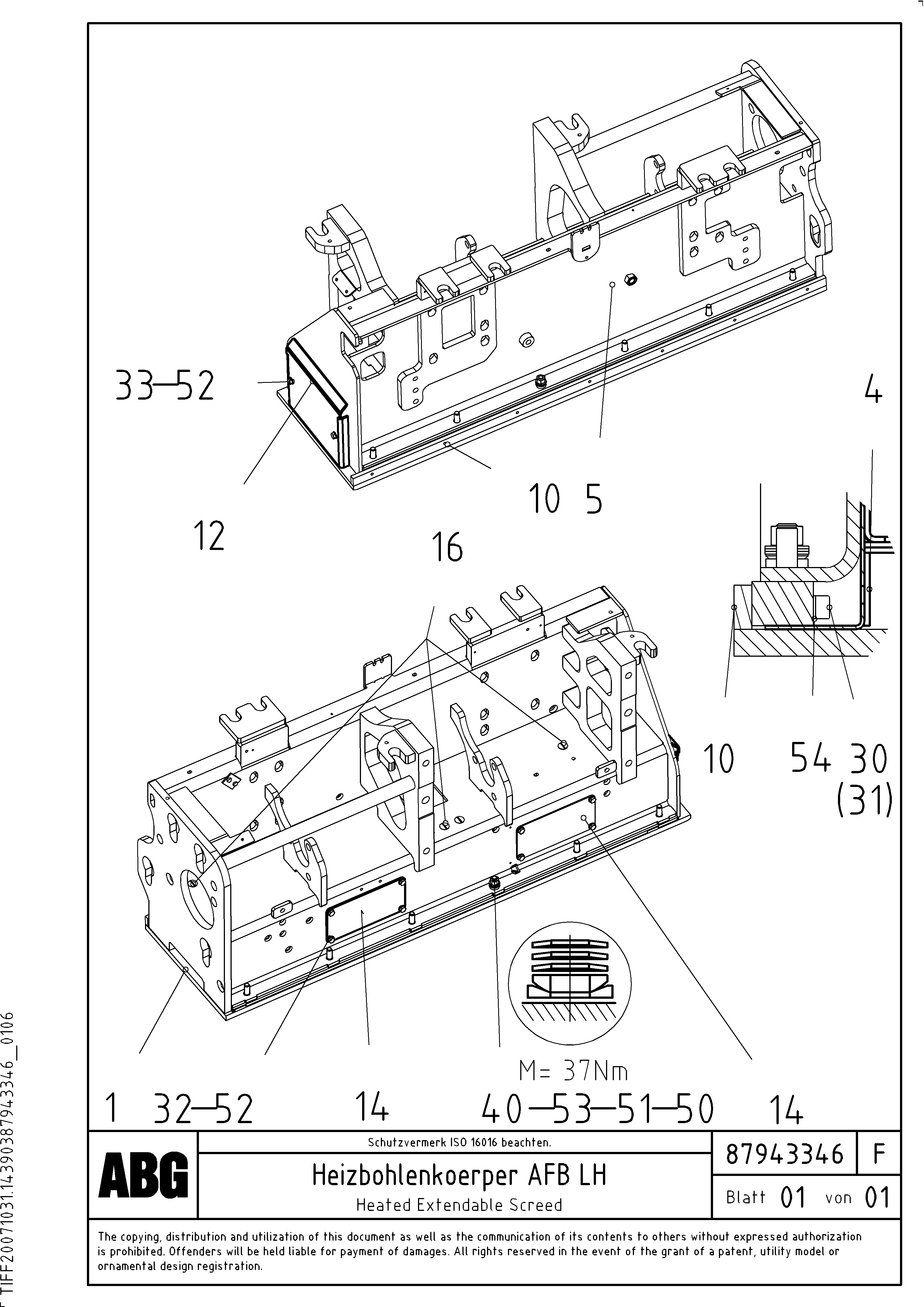 Схема запчастей Volvo ABG8820B - 71967 Heated body for extendable screed VDT-V 78 GTC ATT. SCREEDS 2,5 - 9,0M AGB8820, AGB8820B