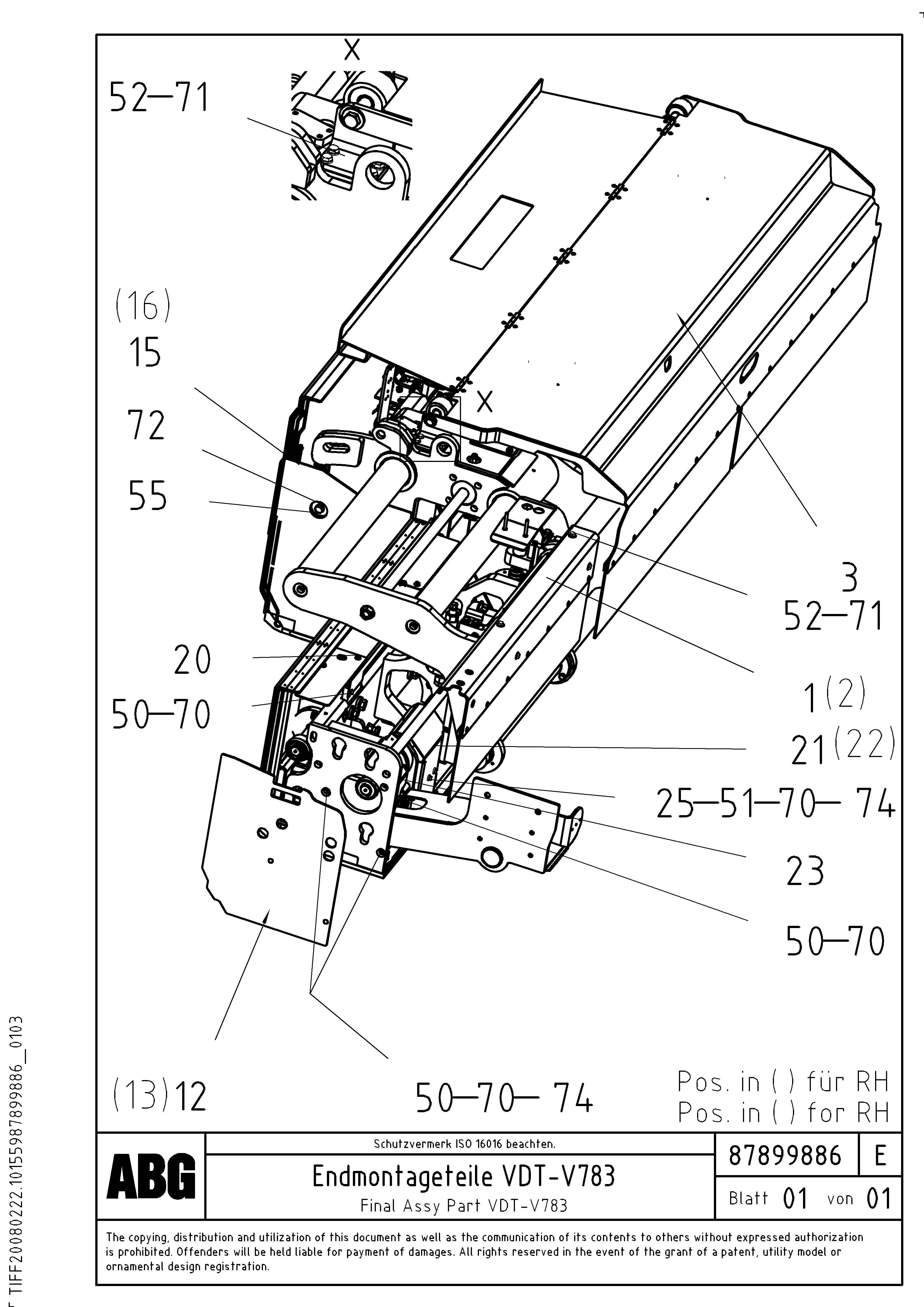 Схема запчастей Volvo ABG8820B - 69952 Final assembly VDT-V 78 GTC ATT. SCREEDS 2,5 - 9,0M AGB8820, AGB8820B