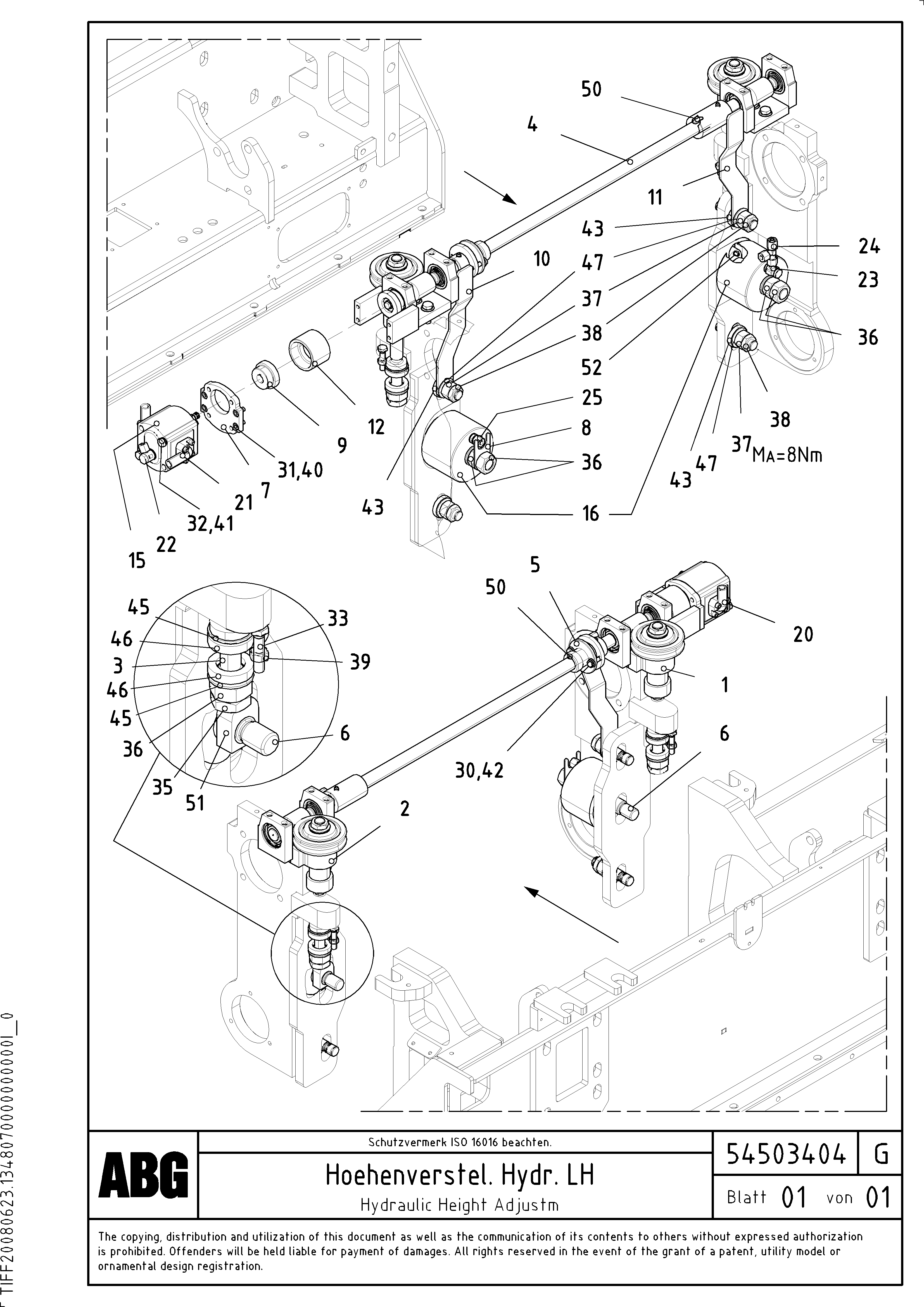 Схема запчастей Volvo ABG8820B - 70334 Hydr. height adjustment for extandable screed VB 89 ETC ATT. SCREEDS 3,0 - 9,0M ABG8820, ABG8820B