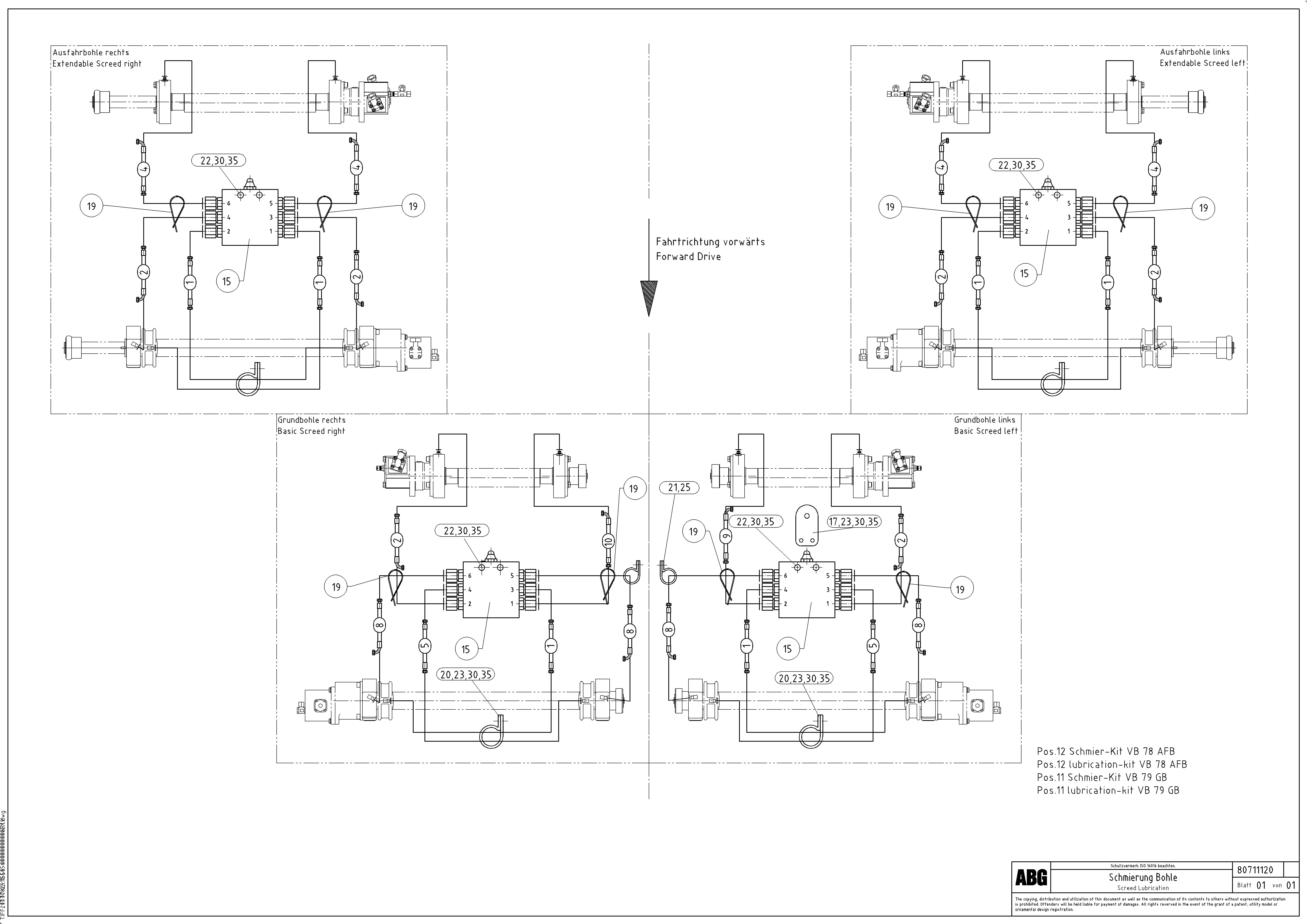 Схема запчастей Volvo ABG8820B - 64565 Lubrication for extension VB 79 ETC ATT. SCREEDS 2,5 - 9,0M ABG8820, ABG8820B