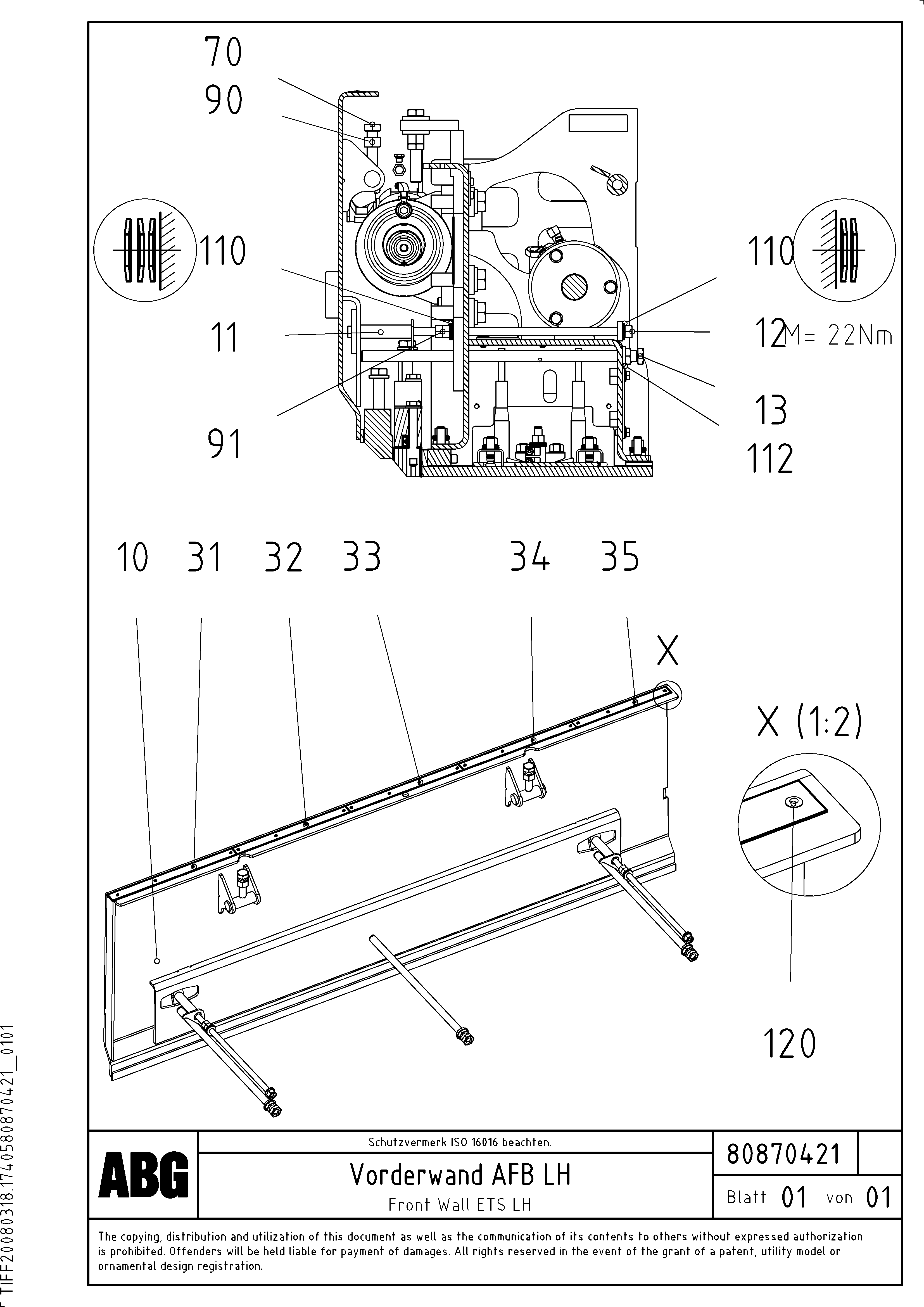 Схема запчастей Volvo ABG8820B - 64539 Front wall for extension VDT-V 89 ETC ATT. SCREEDS 3,0 - 9,0M ABG8820, ABG8820B