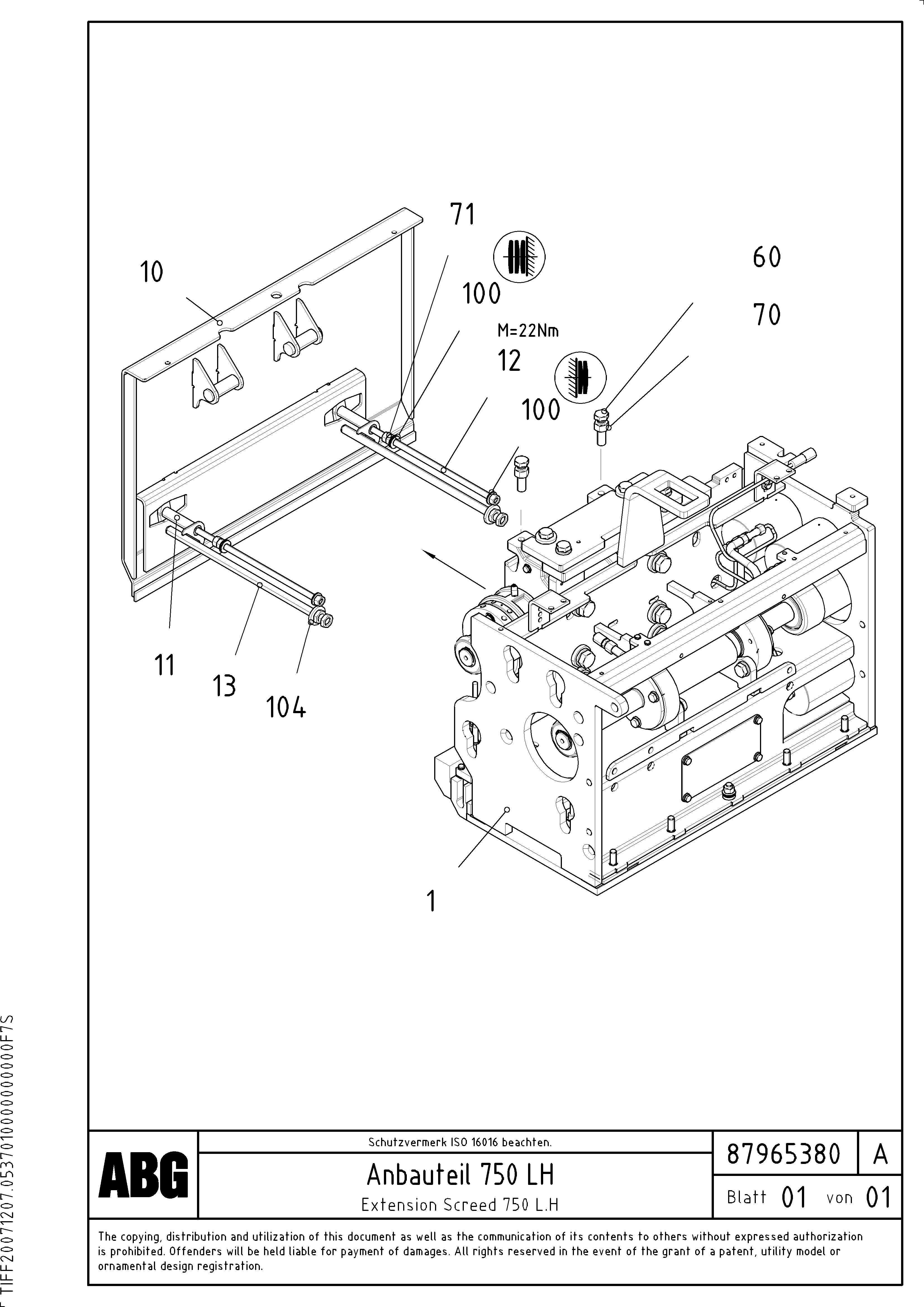 Схема запчастей Volvo ABG8820B - 66750 Deflector for extension VDT-V 89 ETC ATT. SCREEDS 3,0 - 9,0M ABG8820, ABG8820B