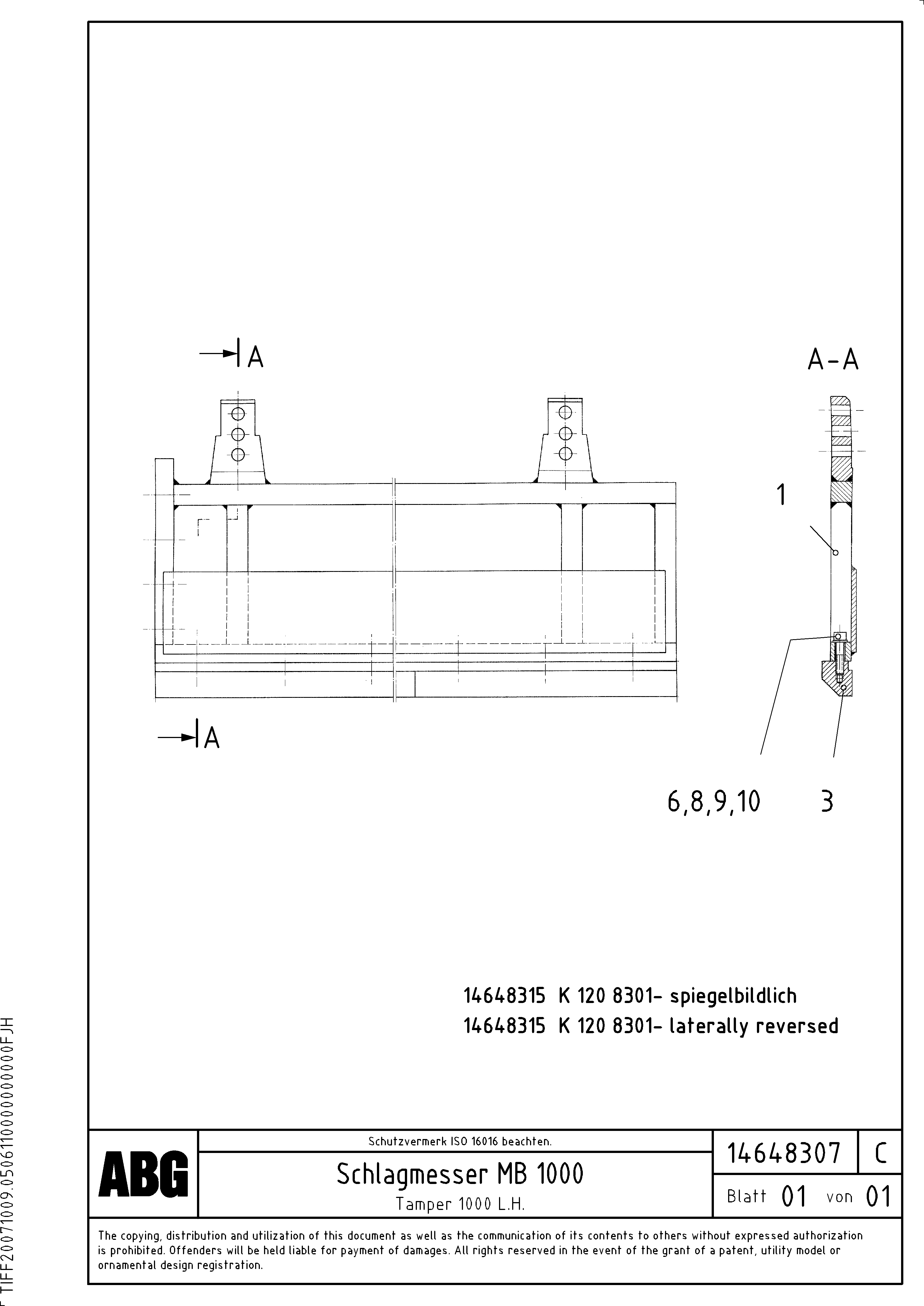 Схема запчастей Volvo ABG8820B - 65201 Tamper plate for extension MB 122 VARIO ATT.SCREEDS 4,5 -12,0M ABG8820, ABG8820B