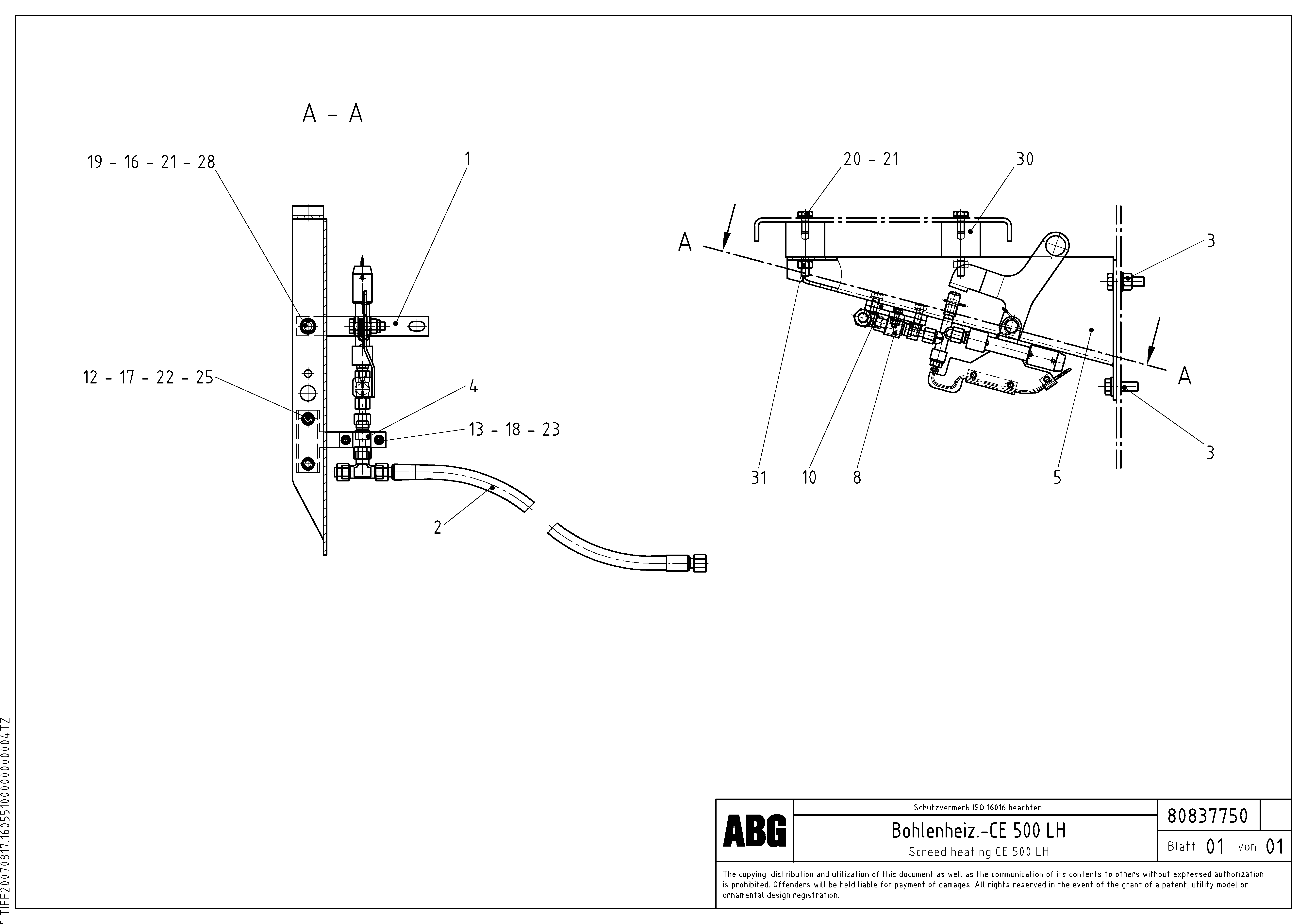 Схема запчастей Volvo ABG8820B - 69513 Screed heating assembly MB 122 VARIO ATT.SCREEDS 4,5 -12,0M ABG8820, ABG8820B