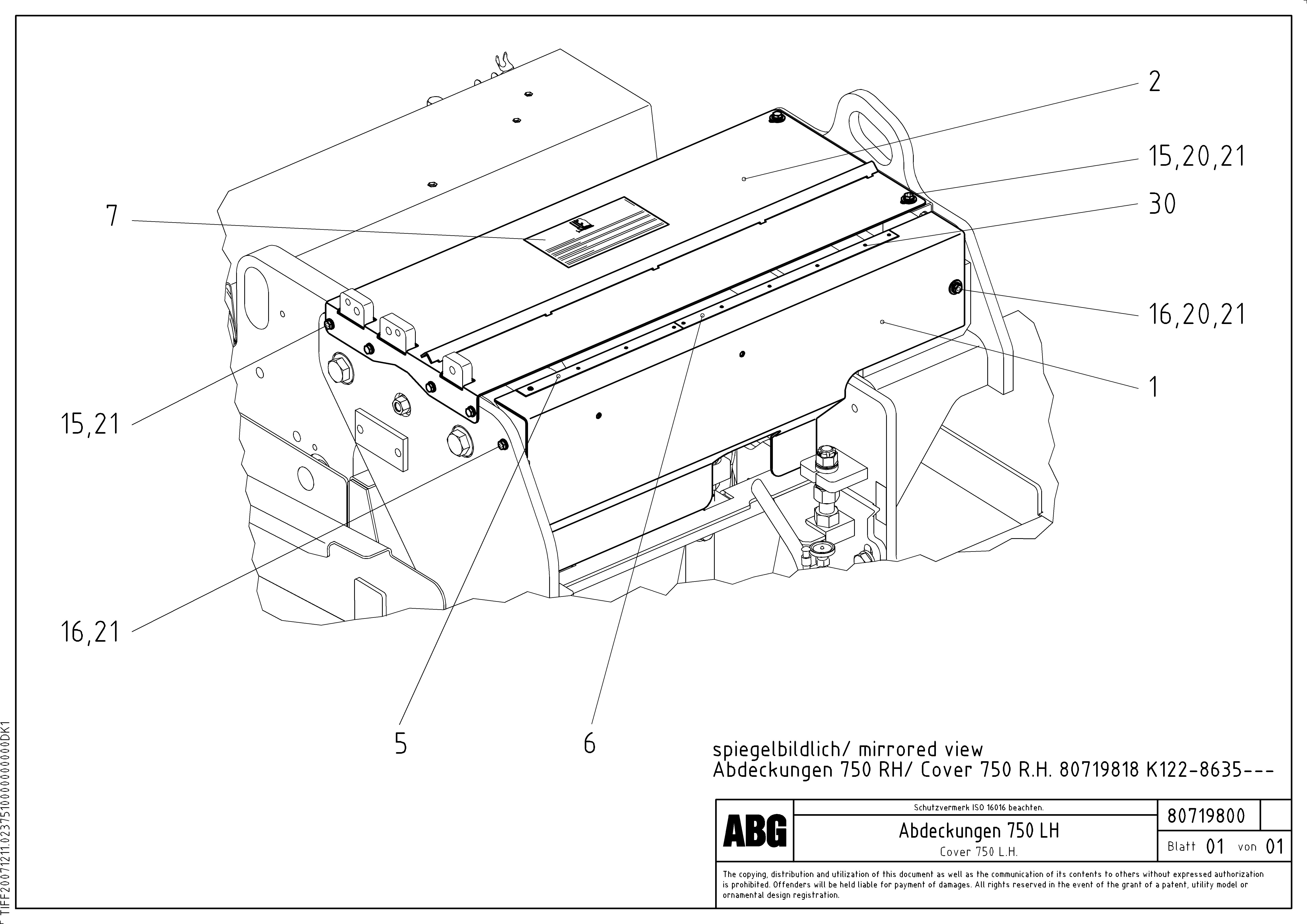 Схема запчастей Volvo ABG8820B - 63073 Protective cover for extension MB 122 VARIO ATT.SCREEDS 4,5 -12,0M ABG8820, ABG8820B