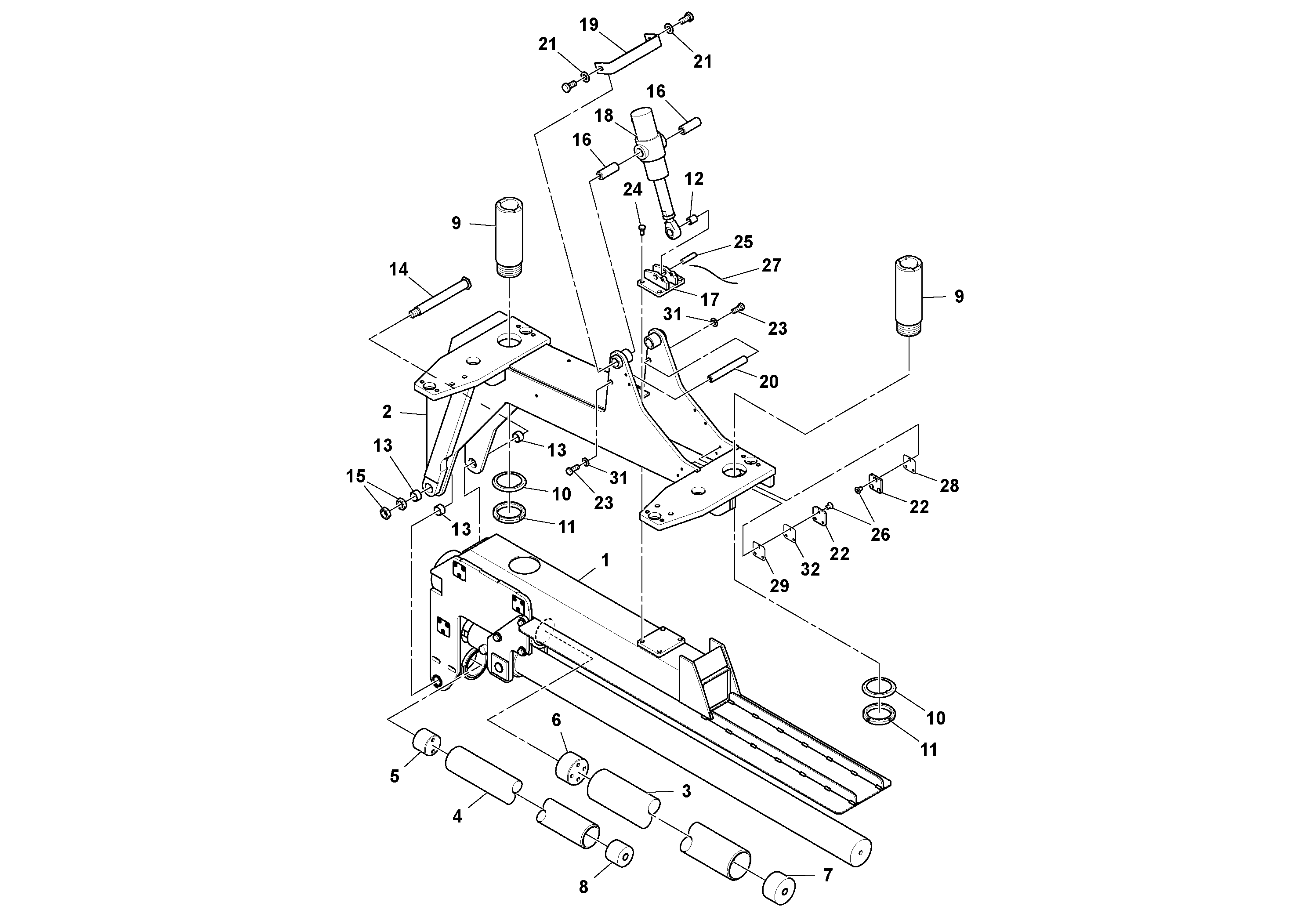 Схема запчастей Volvo OMNI 318 SCREED PF6110, PF6160, PF6170 - 28390 Support Assembly 