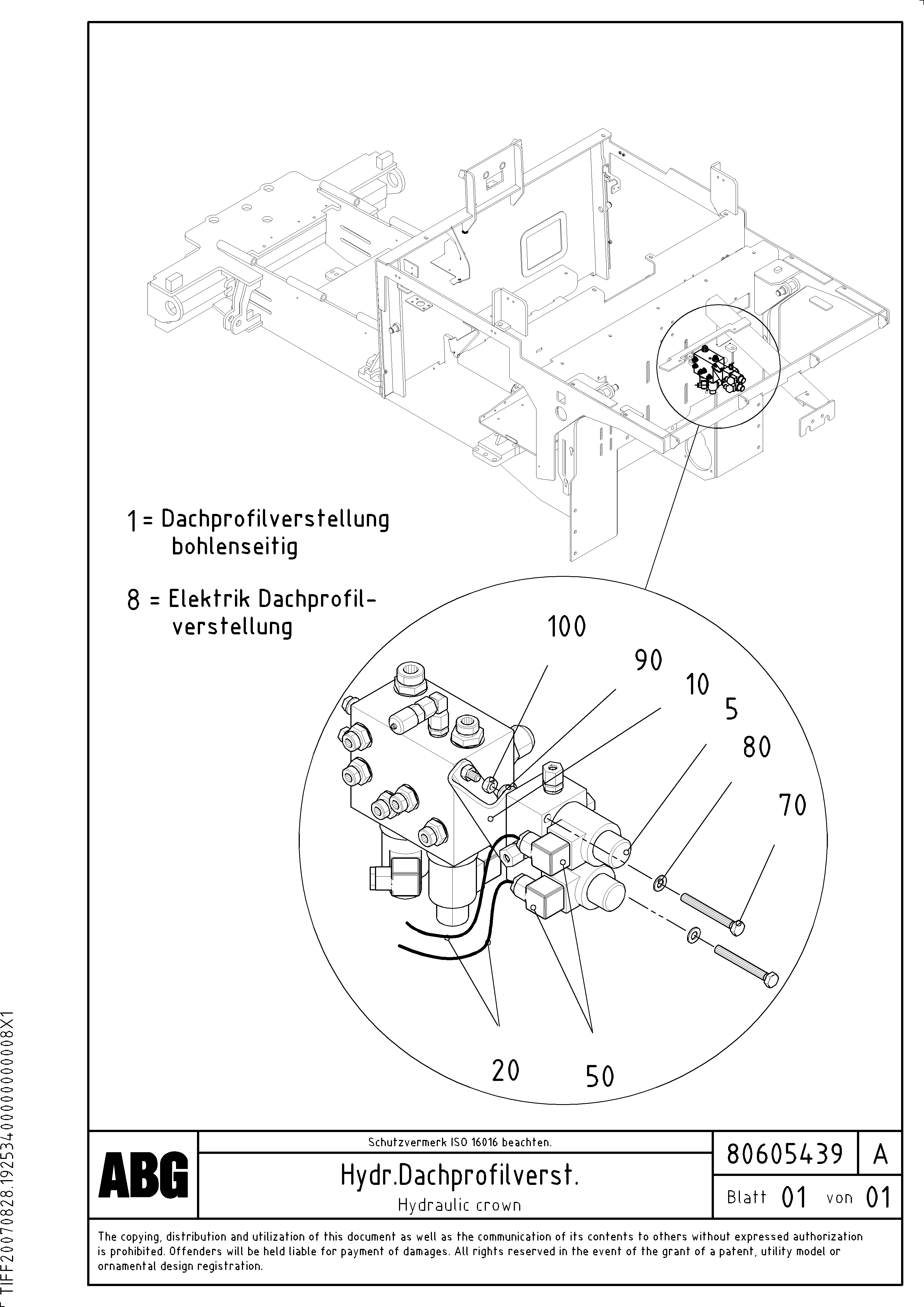 Схема запчастей Volvo VB 30 ATT. SCREEDS 1,5 - 4,0M ABG2820 - 80343 Hydraulic crown adjustment/variomatic for basic and extandable screed 