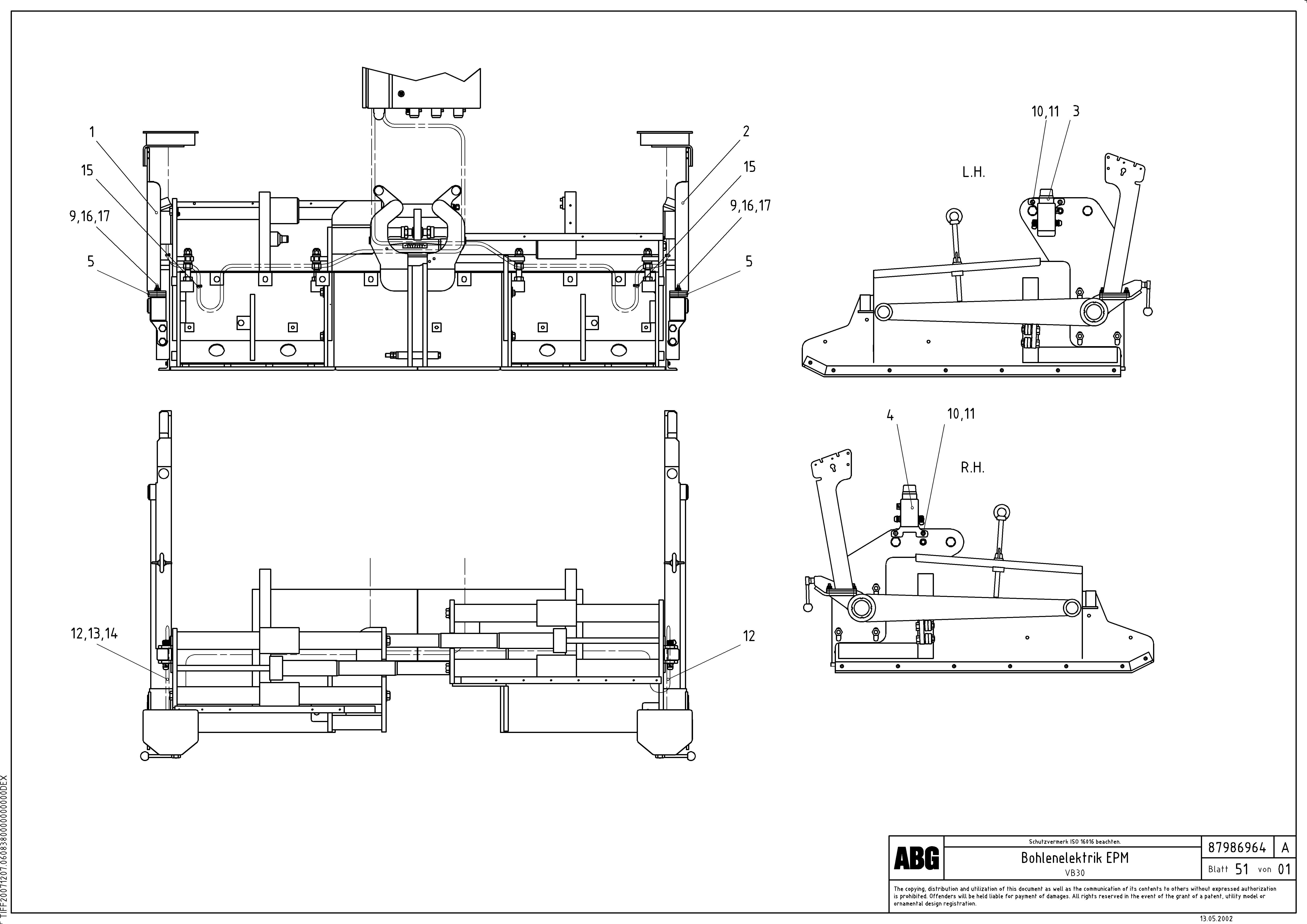 Схема запчастей Volvo VB 30 ATT. SCREEDS 1,5 - 4,0M ABG2820 - 80569 Electric installation on screed for Epm 