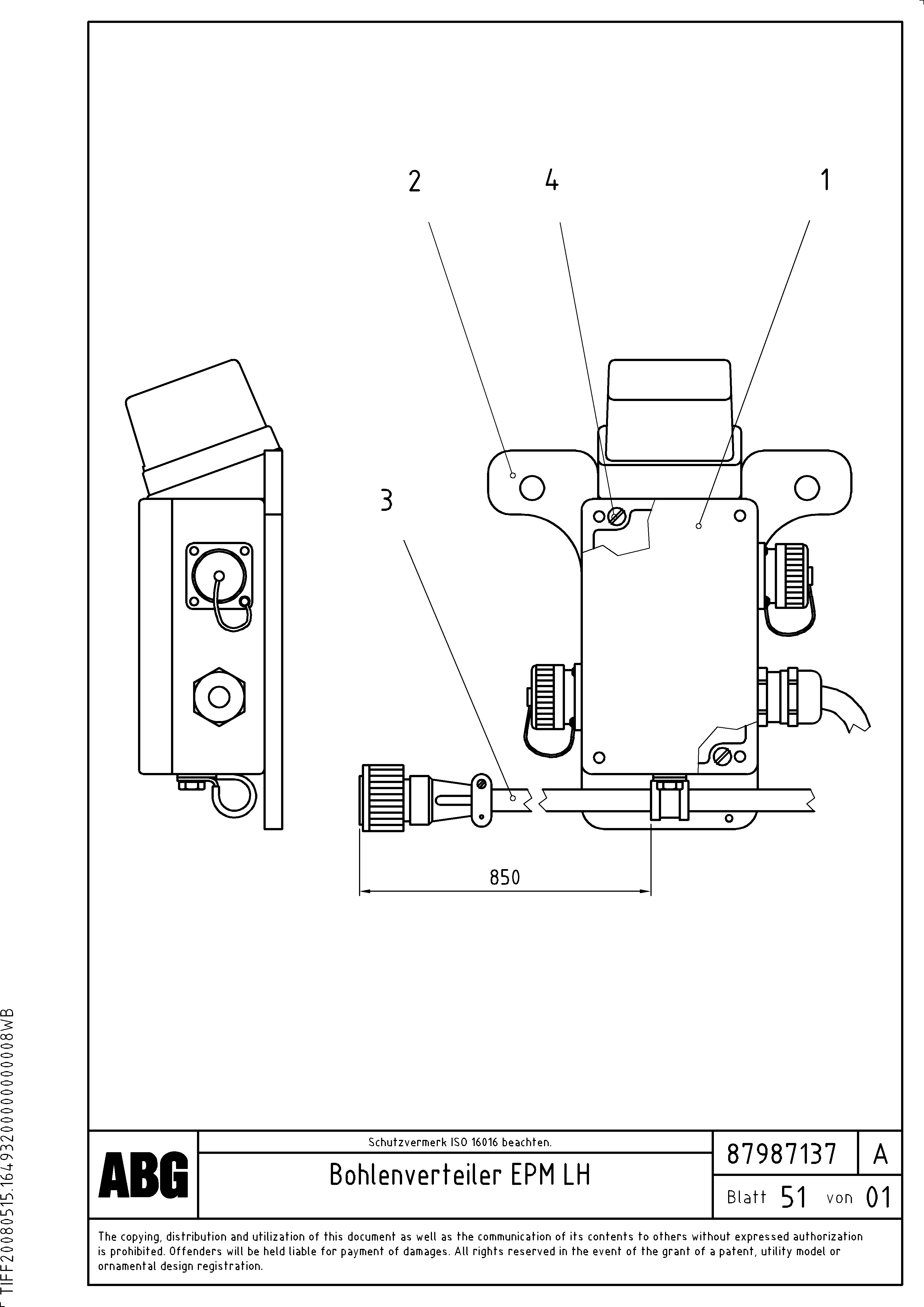 Схема запчастей Volvo VB 30 ATT. SCREEDS 1,5 - 4,0M ABG2820 - 80707 Distribution box on screed for EPM (Electronic Paver Management) 
