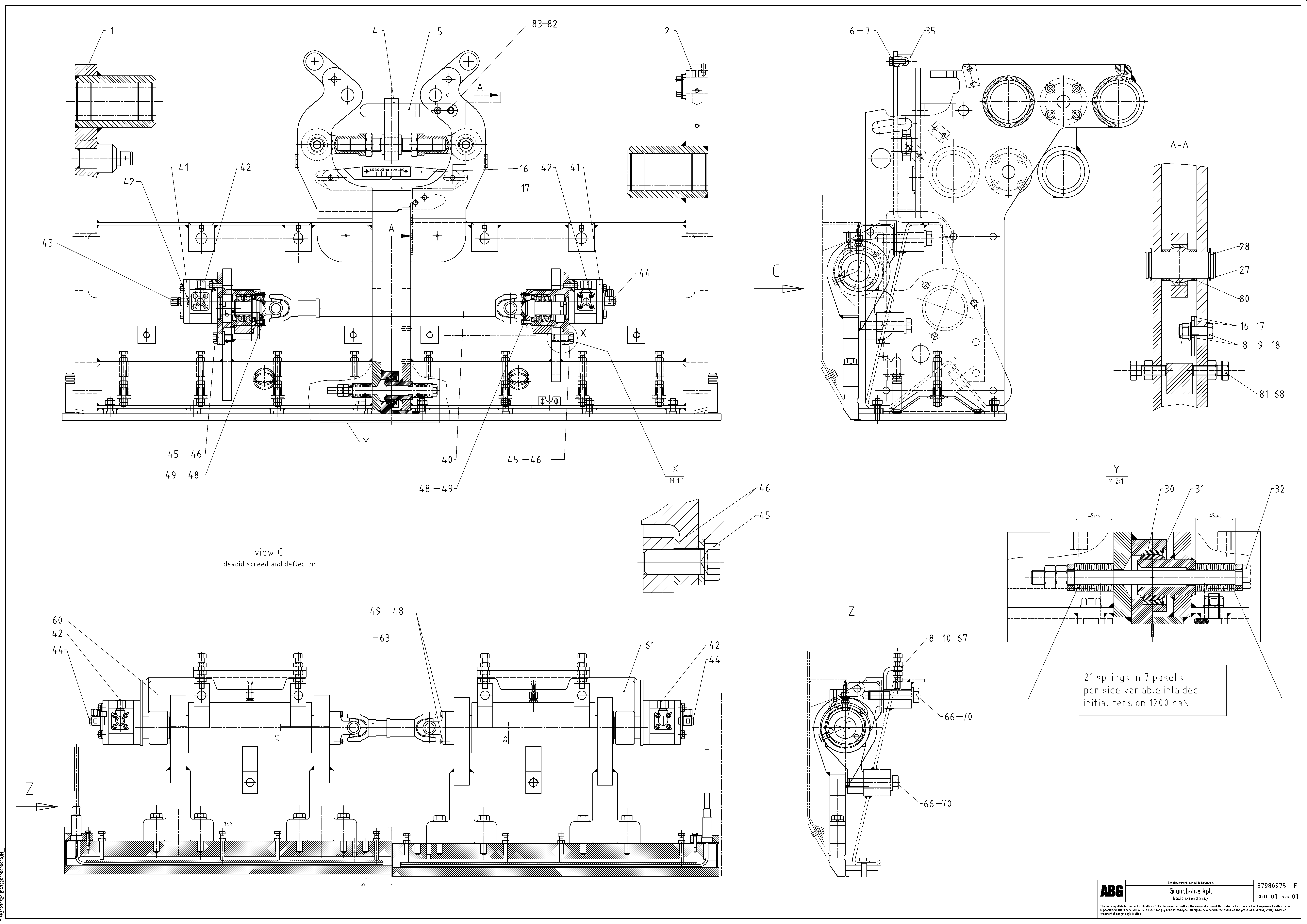 Схема запчастей Volvo VB 30 ATT. SCREEDS 1,5 - 4,0M ABG2820 - 76635 Basic screed 