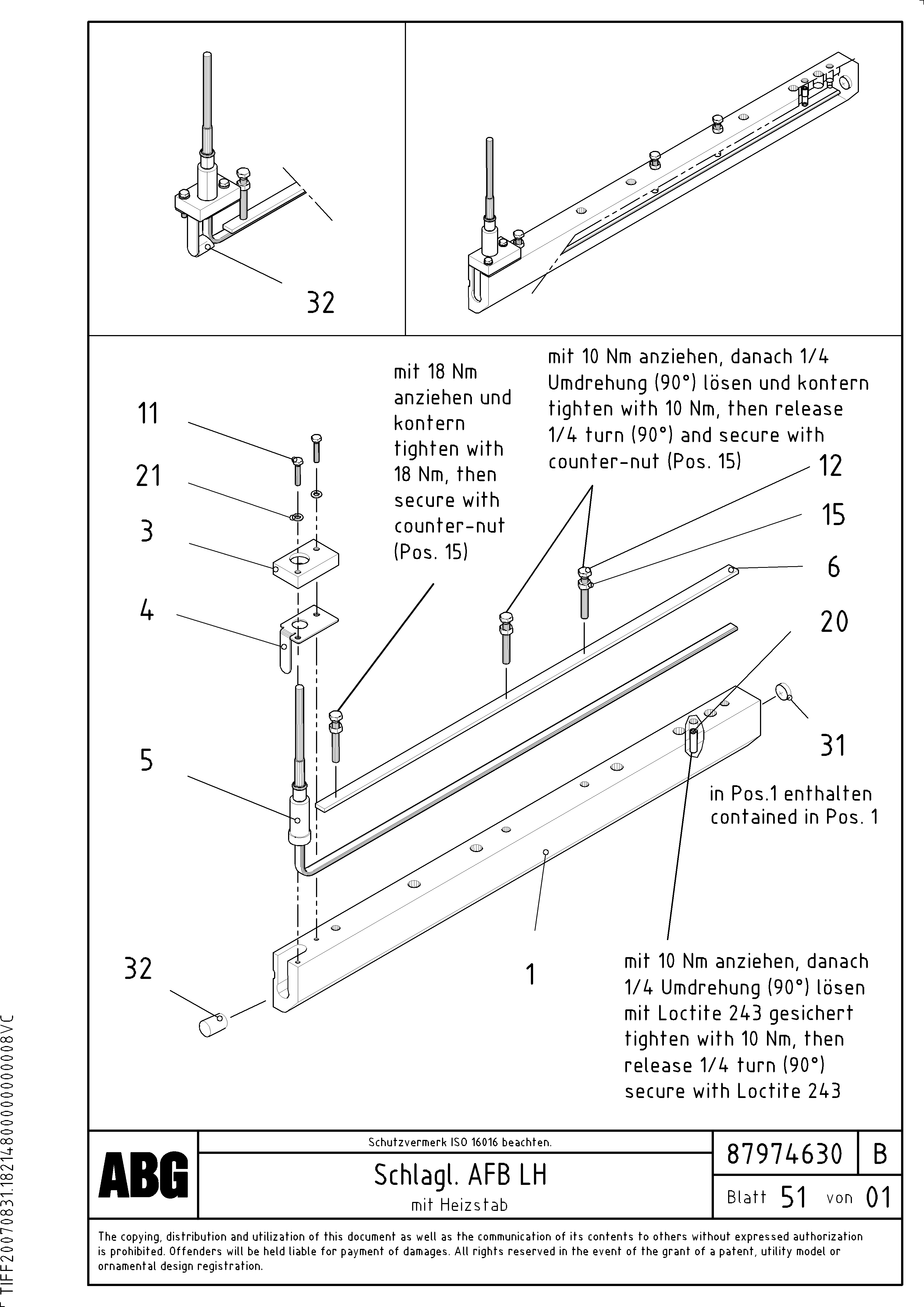 Схема запчастей Volvo VB 30 ATT. SCREEDS 1,5 - 4,0M ABG2820 - 91371 Tamper knife with heating for basic and extandable screed 