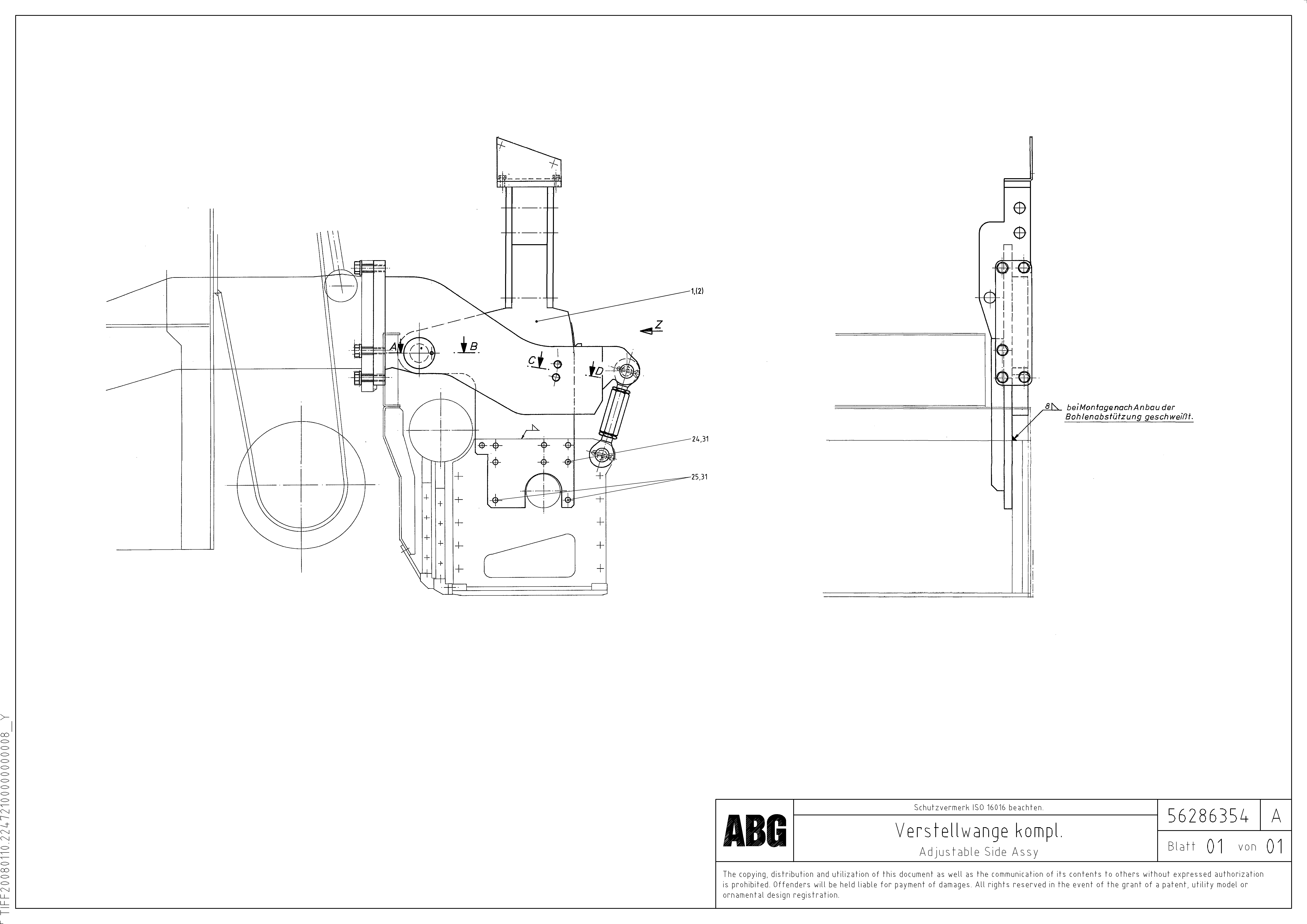Схема запчастей Volvo VDT 120 ATT. SCREEDS 3,0 -13,0M ABG9820 - 71458 Mounting parts adjustable sides 