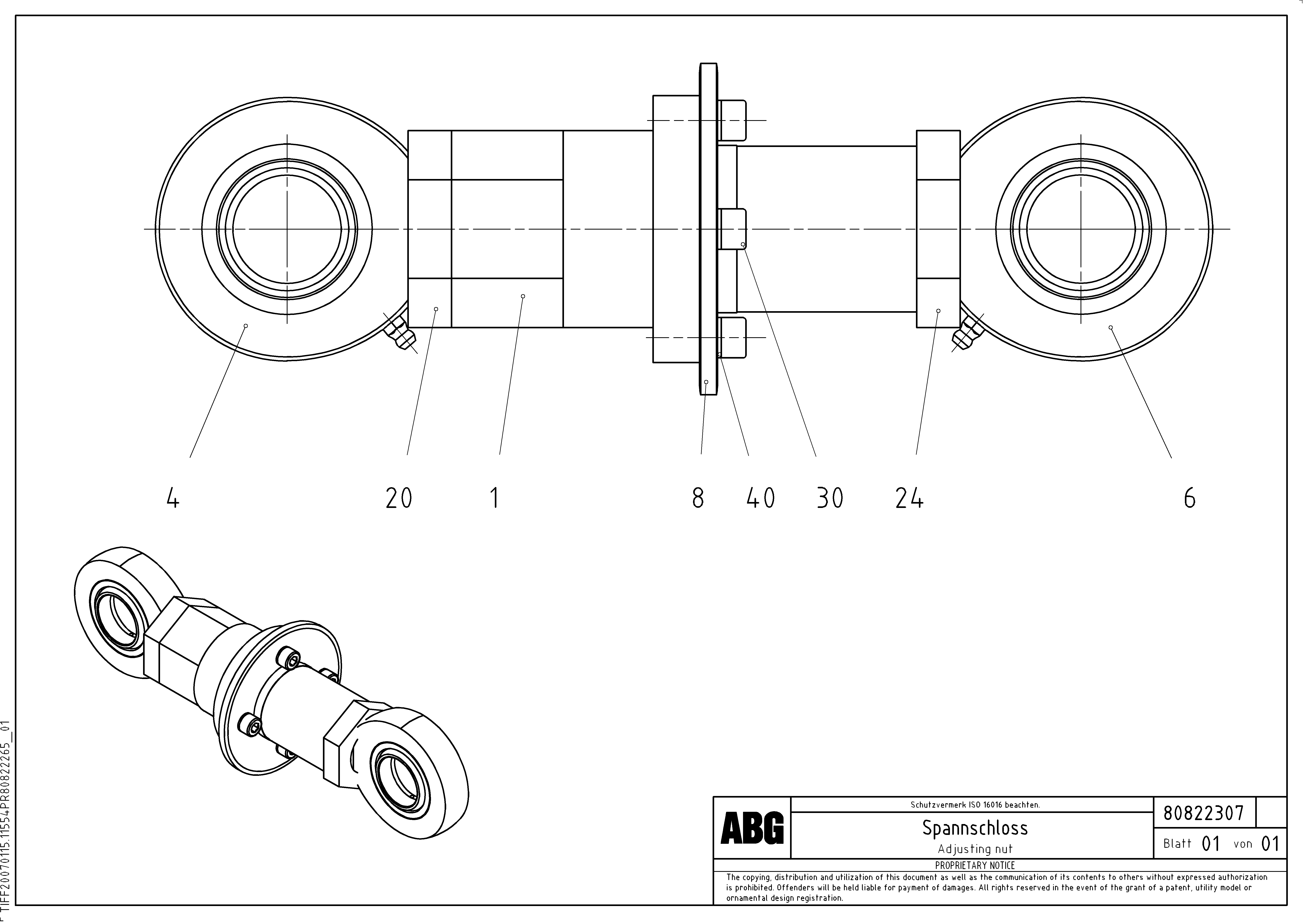 Схема запчастей Volvo MB 120 ATT. SCREEDS 3,0 -16,0M ABG9820 - 83516 Adjusting nut for articulated screed 