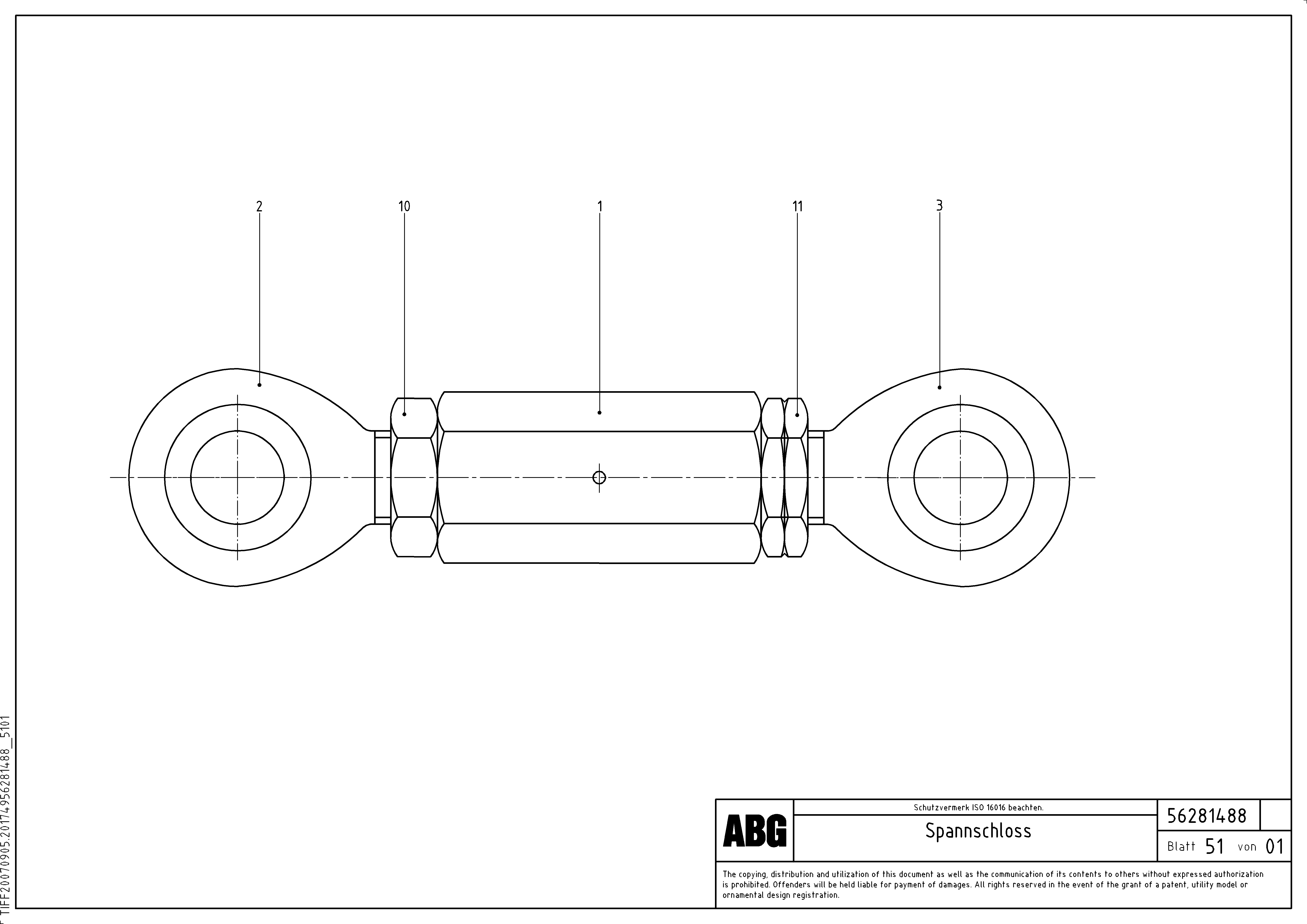 Схема запчастей Volvo MB 120 ATT. SCREEDS 3,0 -16,0M ABG9820 - 65126 Turnbuckle joint for towing arms 