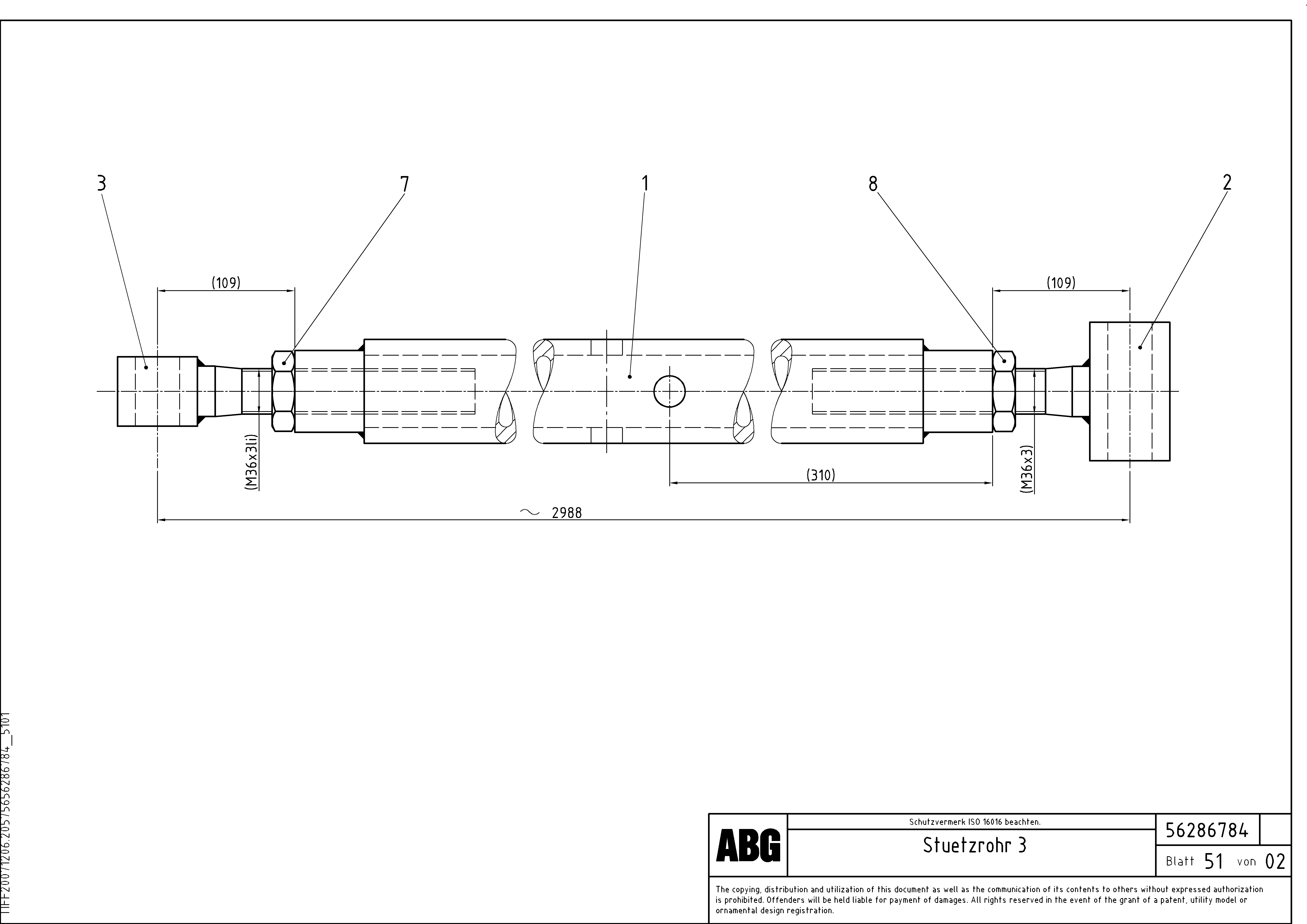 Схема запчастей Volvo MB 120 ATT. SCREEDS 3,0 -16,0M ABG9820 - 67069 Support tube for extendable screed 