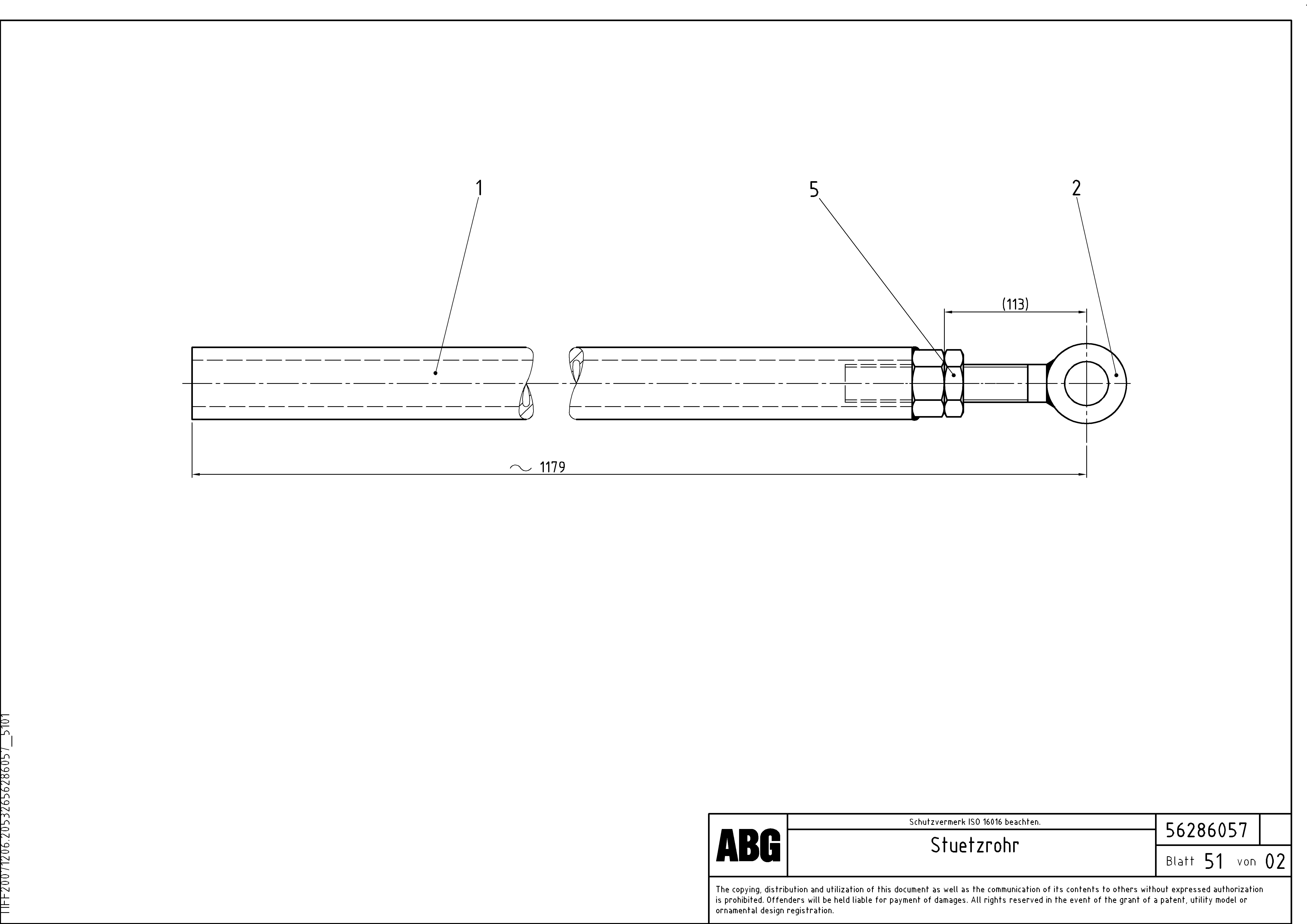 Схема запчастей Volvo MB 120 ATT. SCREEDS 3,0 -16,0M ABG9820 - 67074 Support tube for extendable screed 