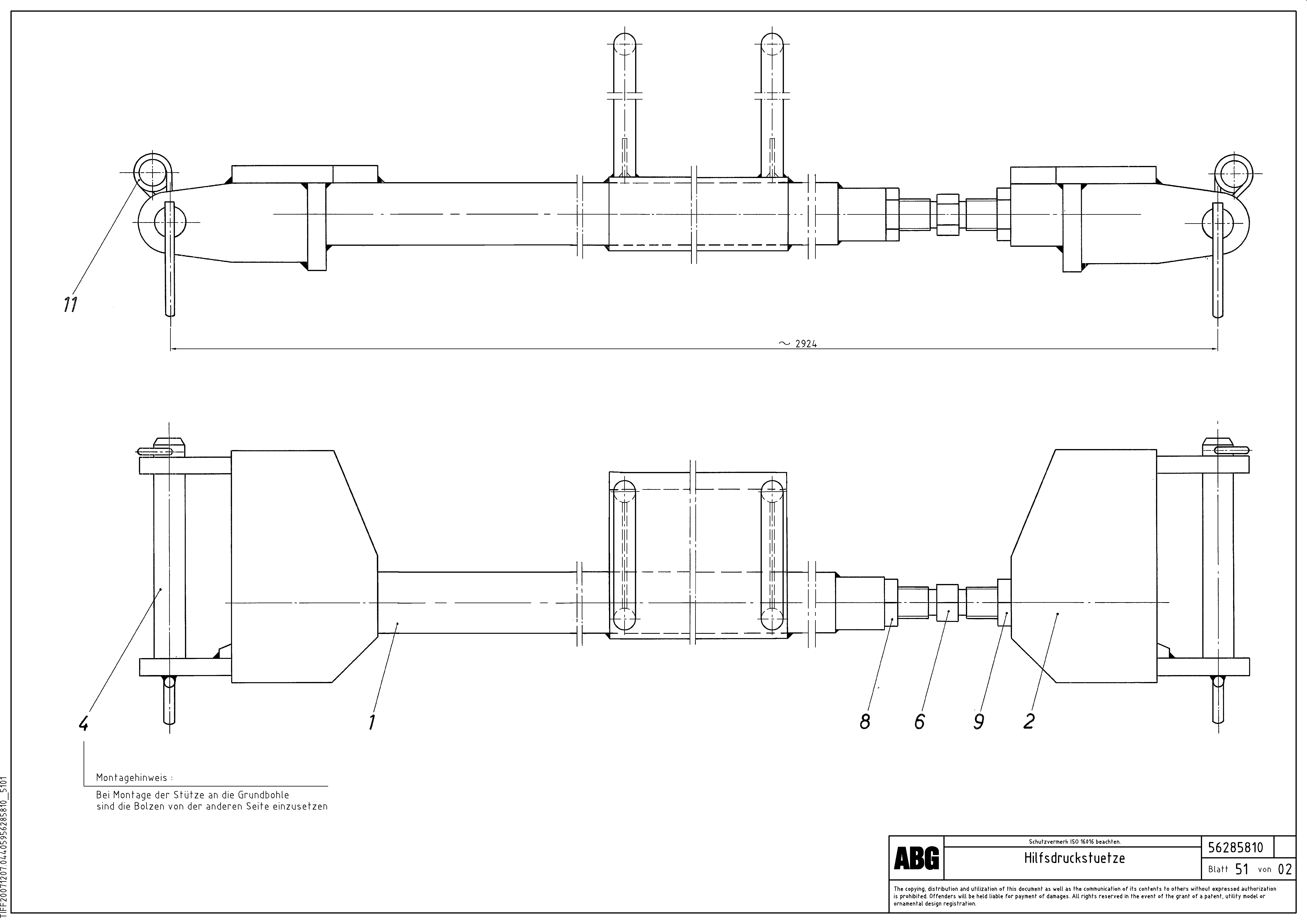 Схема запчастей Volvo MB 120 ATT. SCREEDS 3,0 -16,0M ABG9820 - 67081 Auxillary brace for extendable screed 