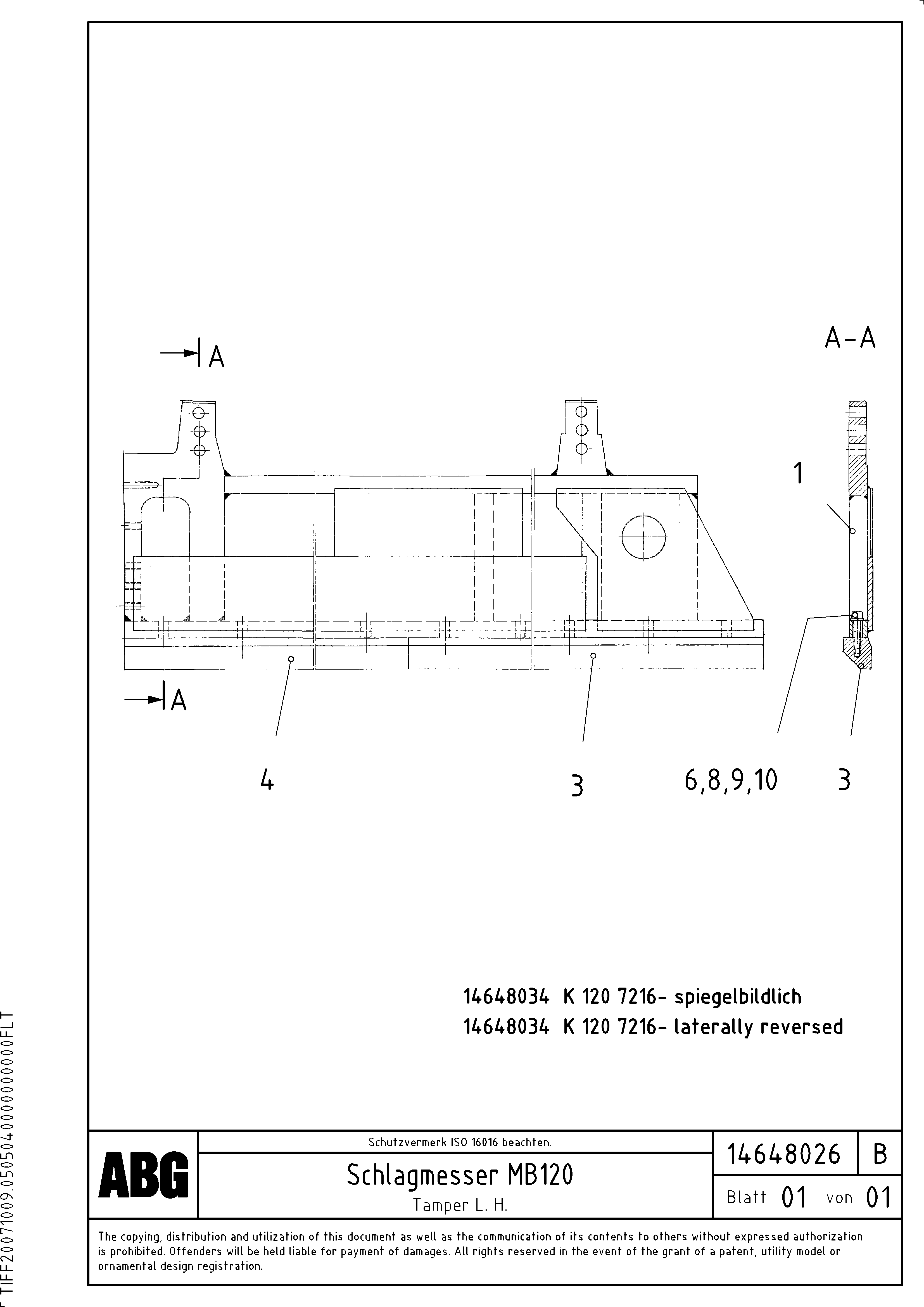 Схема запчастей Volvo MB 120 ATT. SCREEDS 3,0 -16,0M ABG9820 - 62420 Tamper for basic screed 