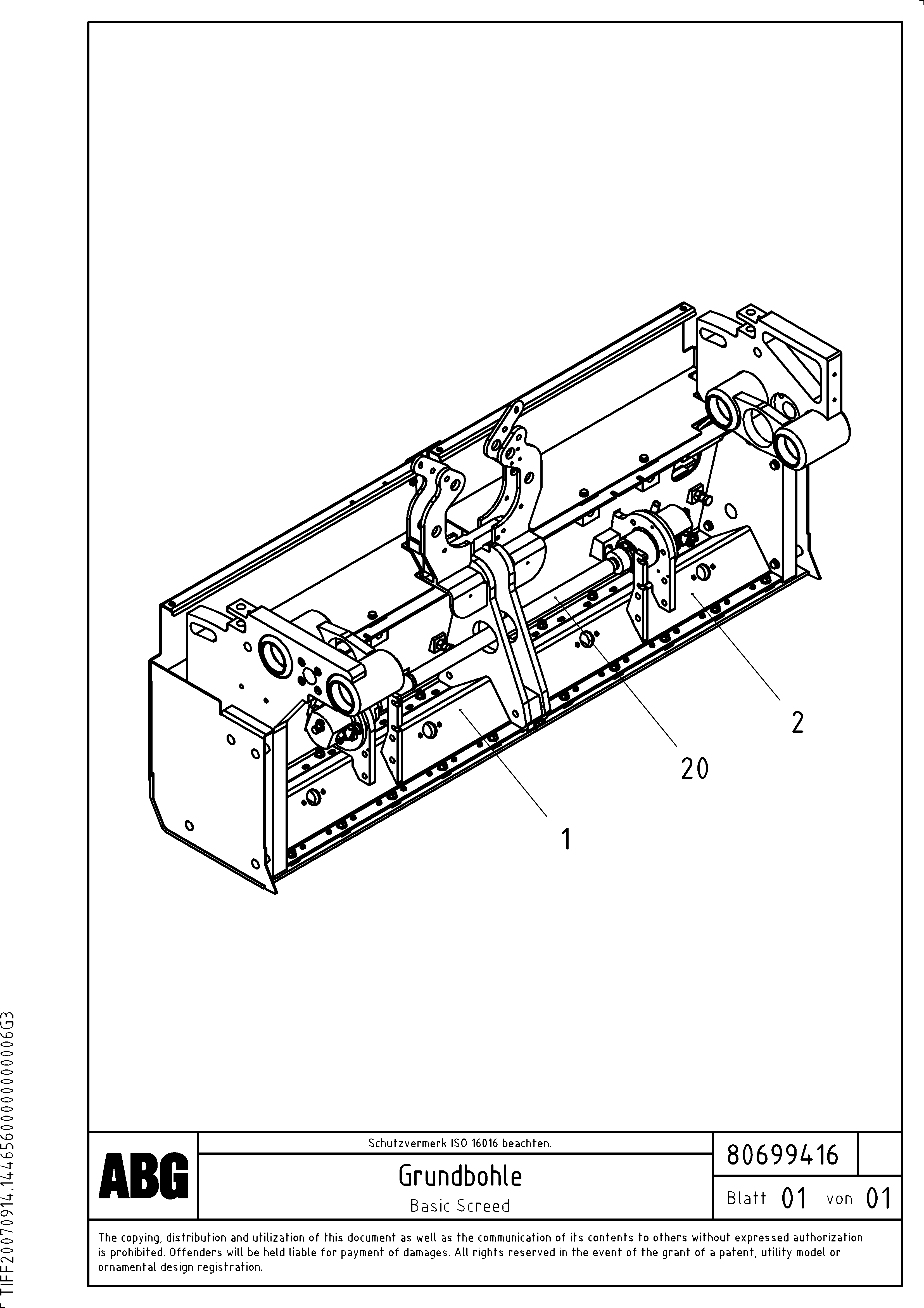 Схема запчастей Volvo VB-V 50 ATT. SCREEDS 2,0 - 5,0M ABG3870 - 63627 Basic screed components 