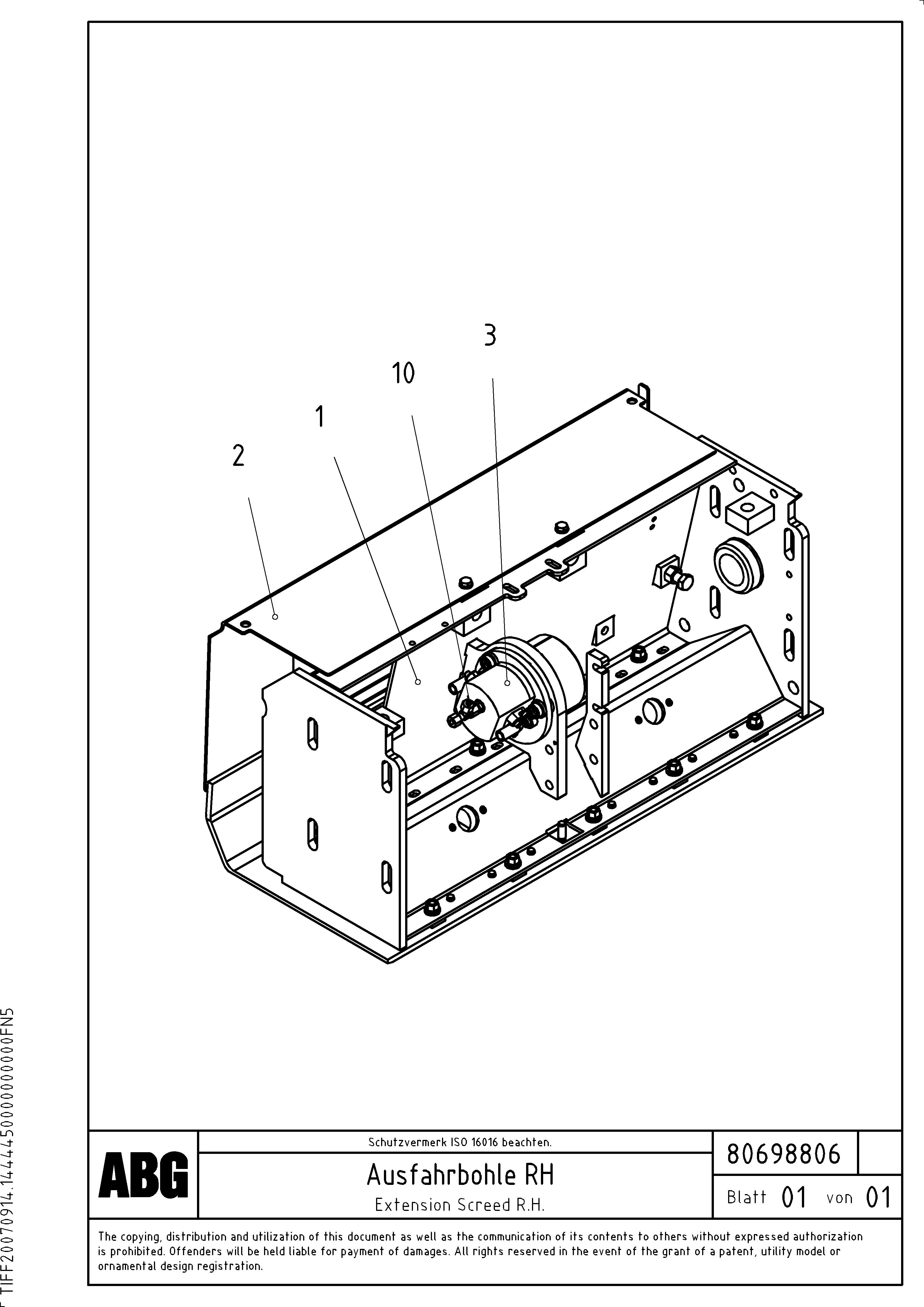 Схема запчастей Volvo VB-V 50 ATT. SCREEDS 2,0 - 5,0M ABG3870 - 63634 Extendable screed 