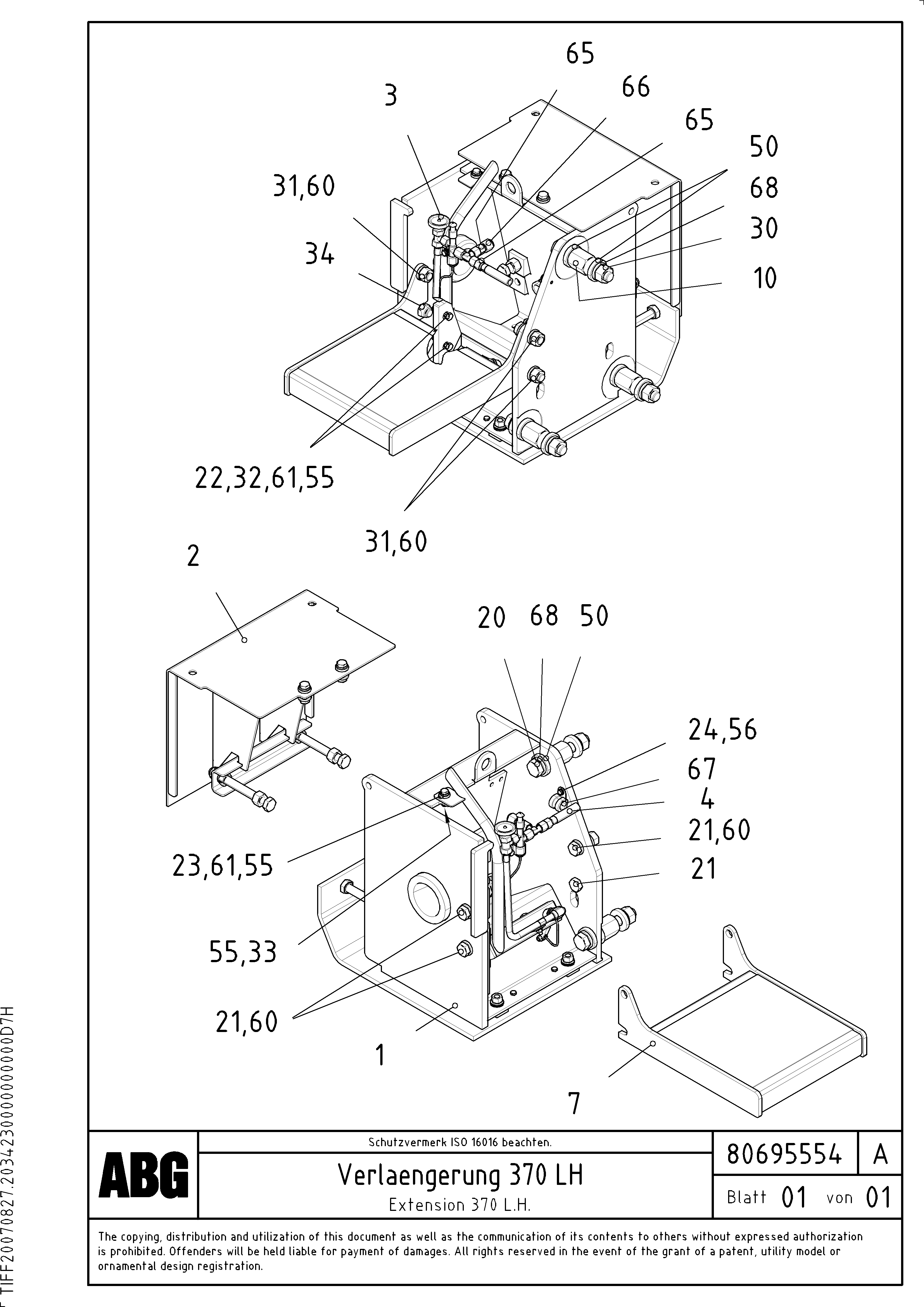 Схема запчастей Volvo VB-V 50 ATT. SCREEDS 2,0 - 5,0M ABG3870 - 64222 Screed extension 