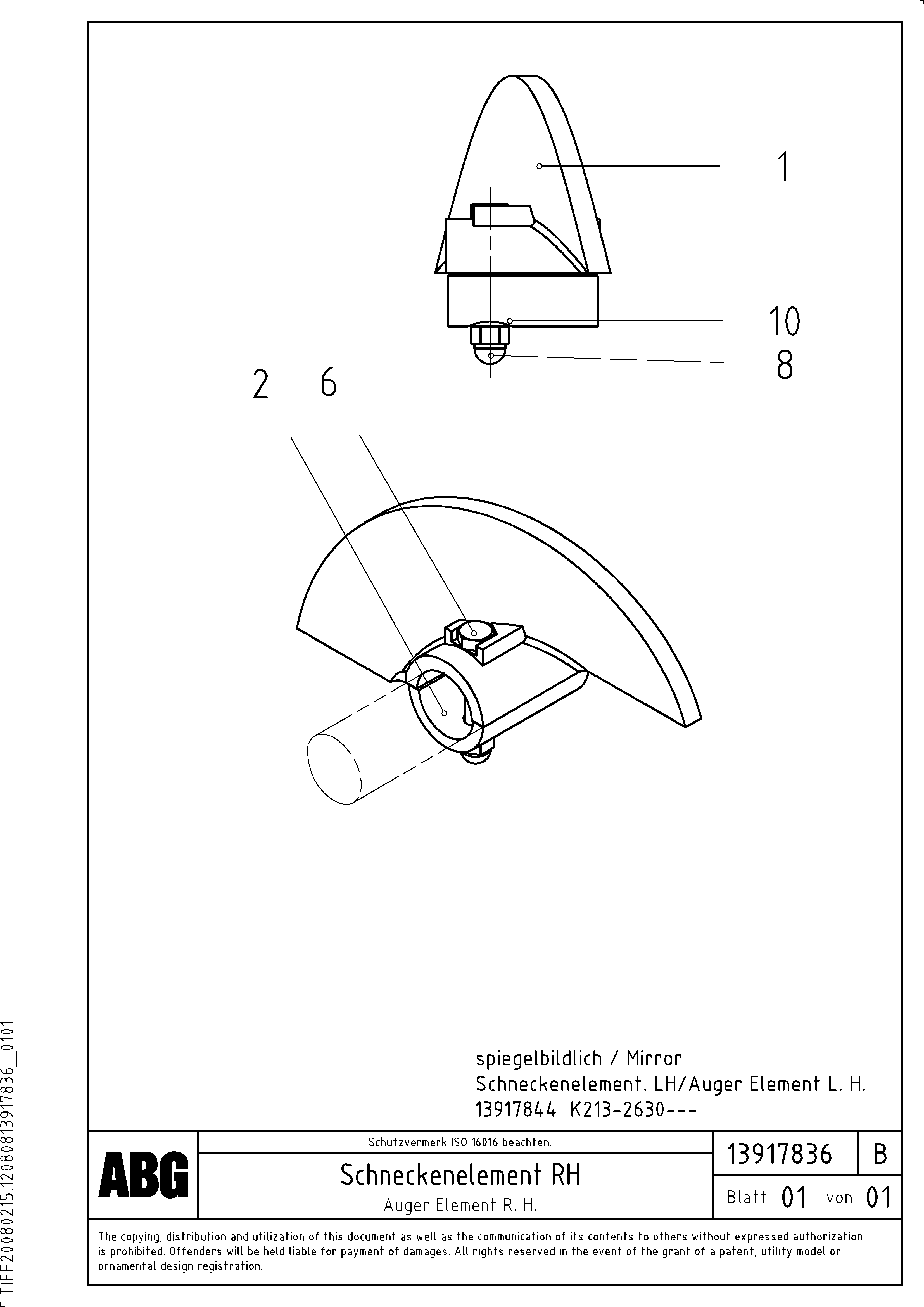 Схема запчастей Volvo VB-V 50 ATT. SCREEDS 2,0 - 5,0M ABG3870 - 64231 Auger element for auger extension 