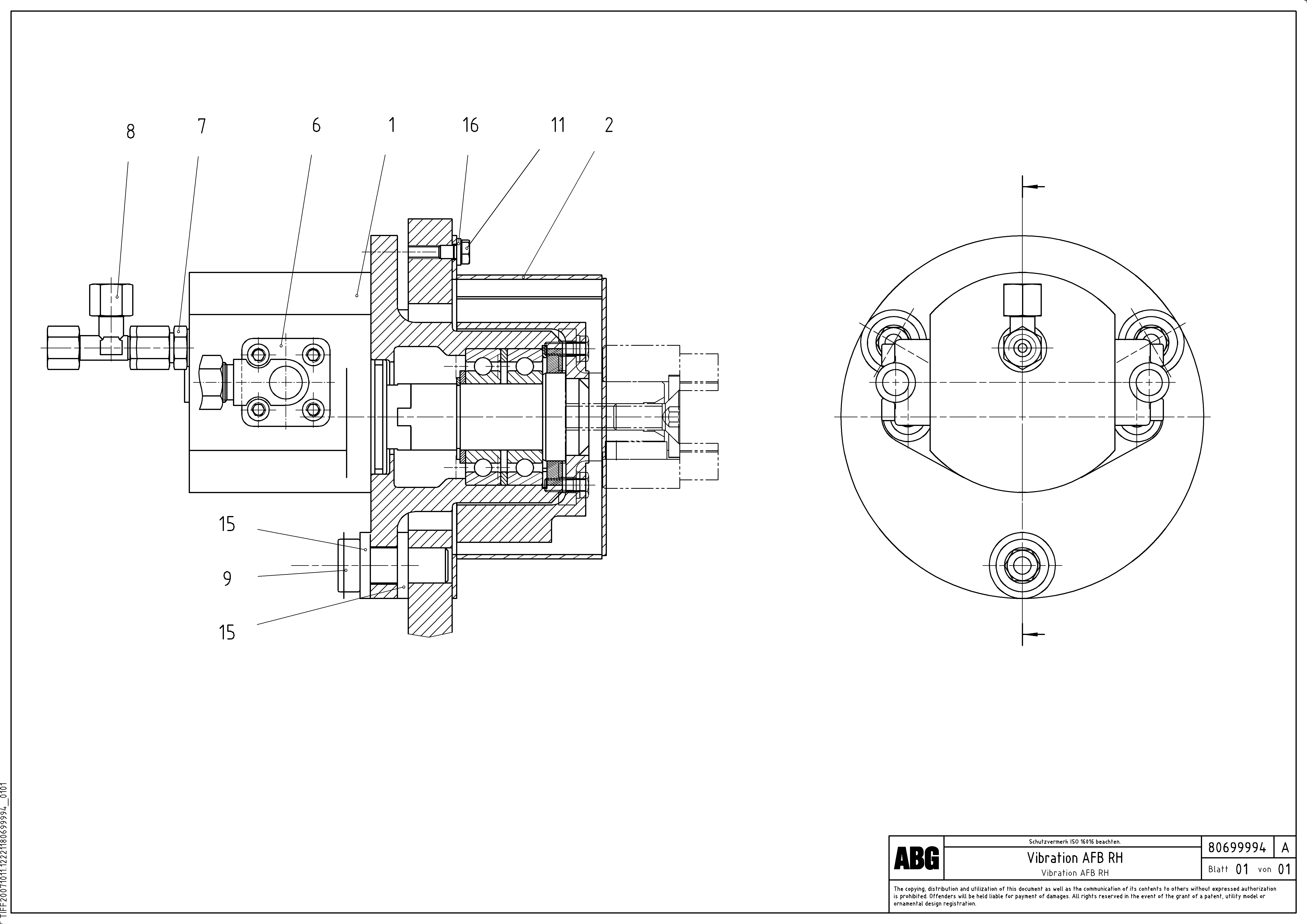 Схема запчастей Volvo VB-V 50 ATT. SCREEDS 2,0 - 5,0M ABG3870 - 63994 Vibrator for extendable screed 