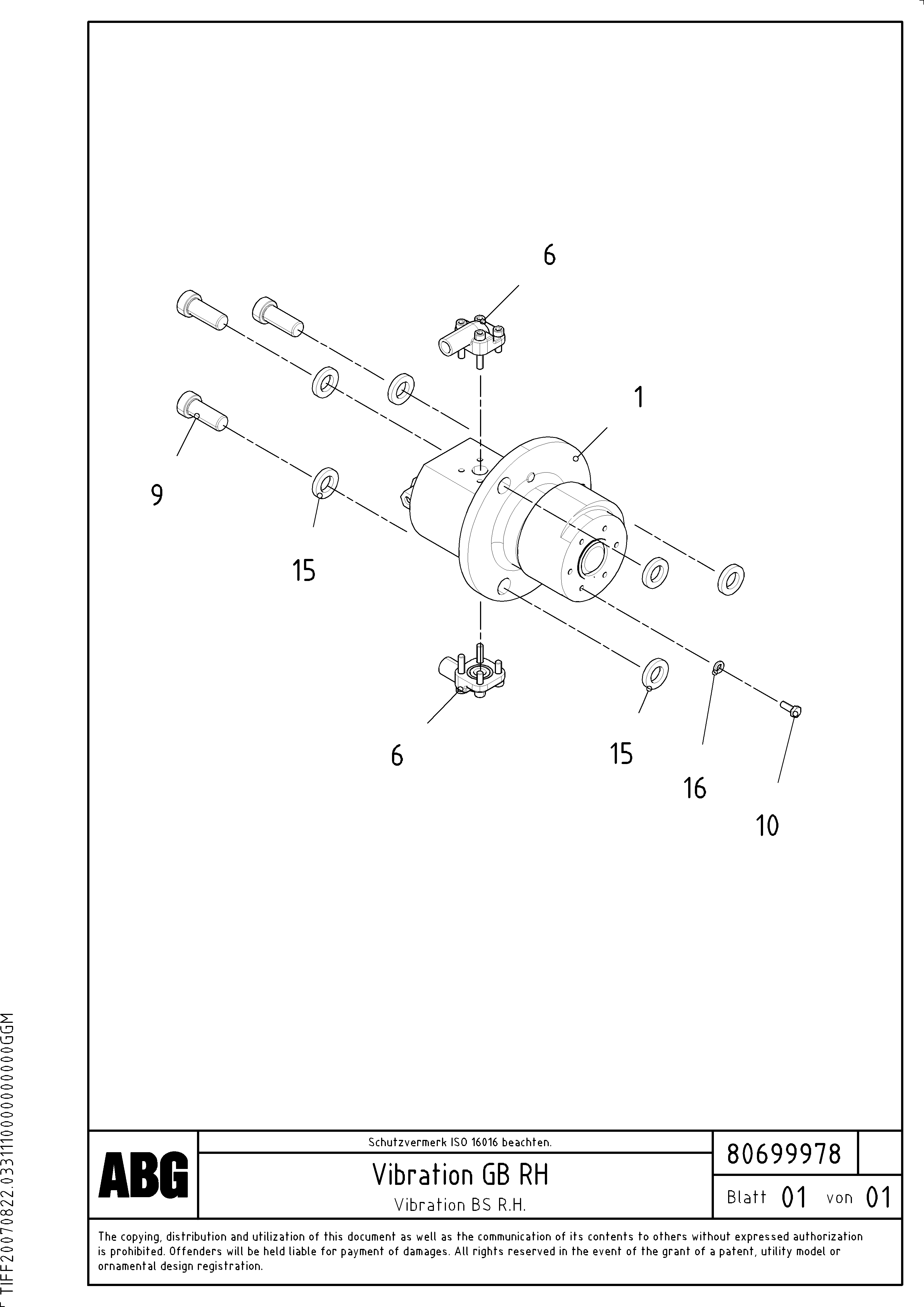 Схема запчастей Volvo VB-V 50 ATT. SCREEDS 2,0 - 5,0M ABG3870 - 64246 Vibrator for basic screed 