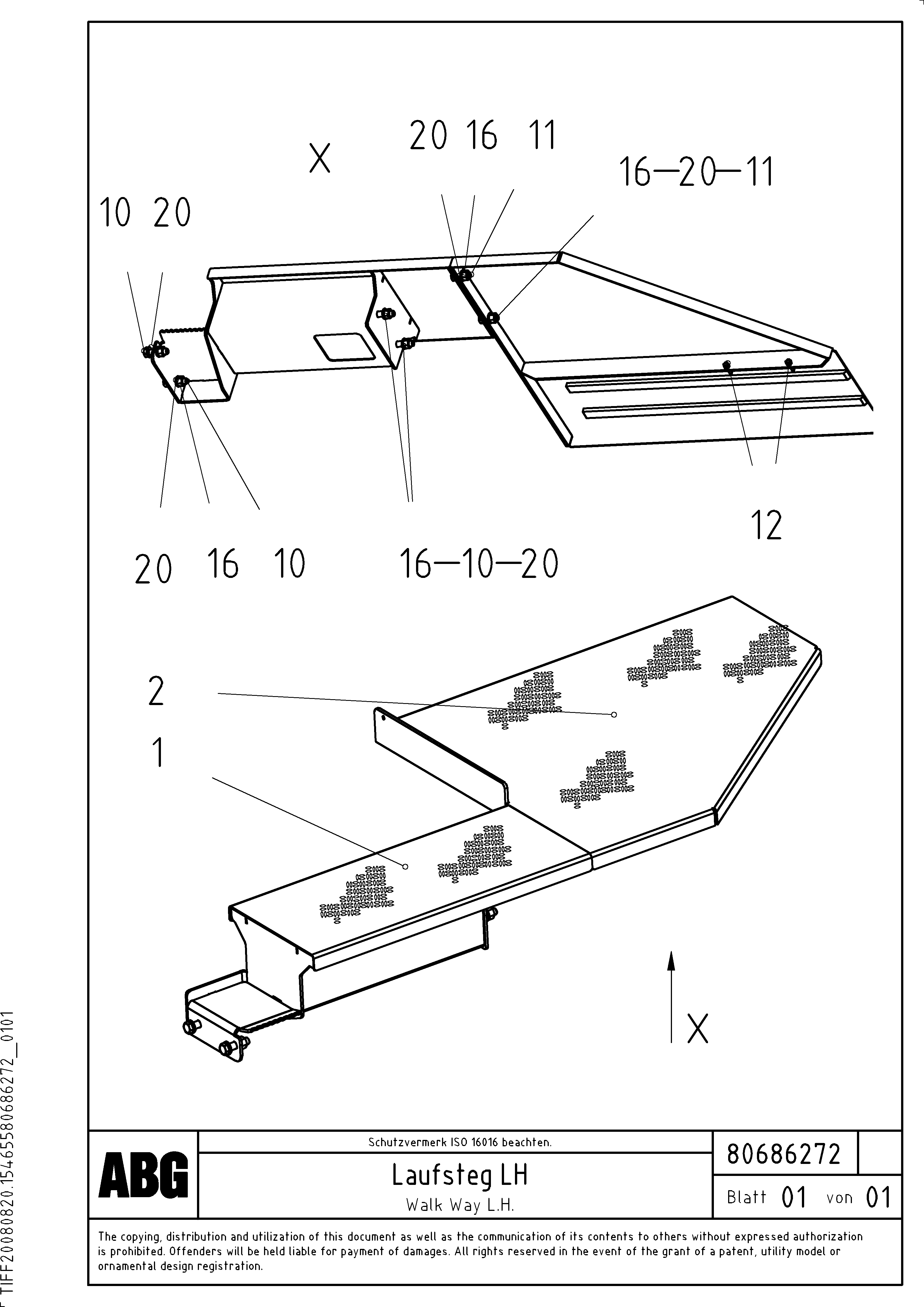 Схема запчастей Volvo MB 122 VARIO ATT.SCREEDS 4,5 -12,0M ABG8820, ABG8820B - 63064 Catwalk 