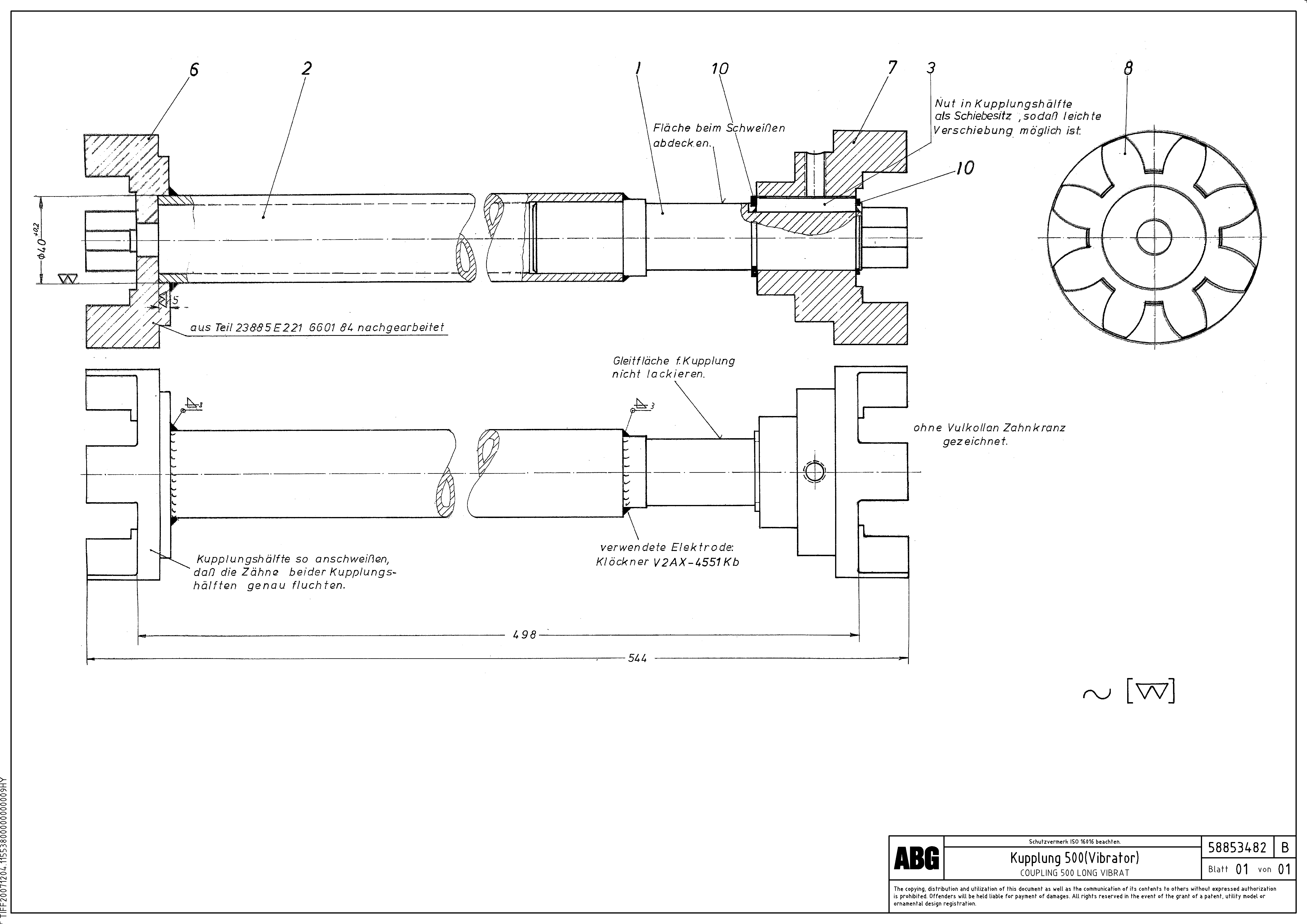 Схема запчастей Volvo MB 122 - 73365 Coupling for vibrator MB 122 ATT. SCREEDS 2,5 - 8,0M ABG6820