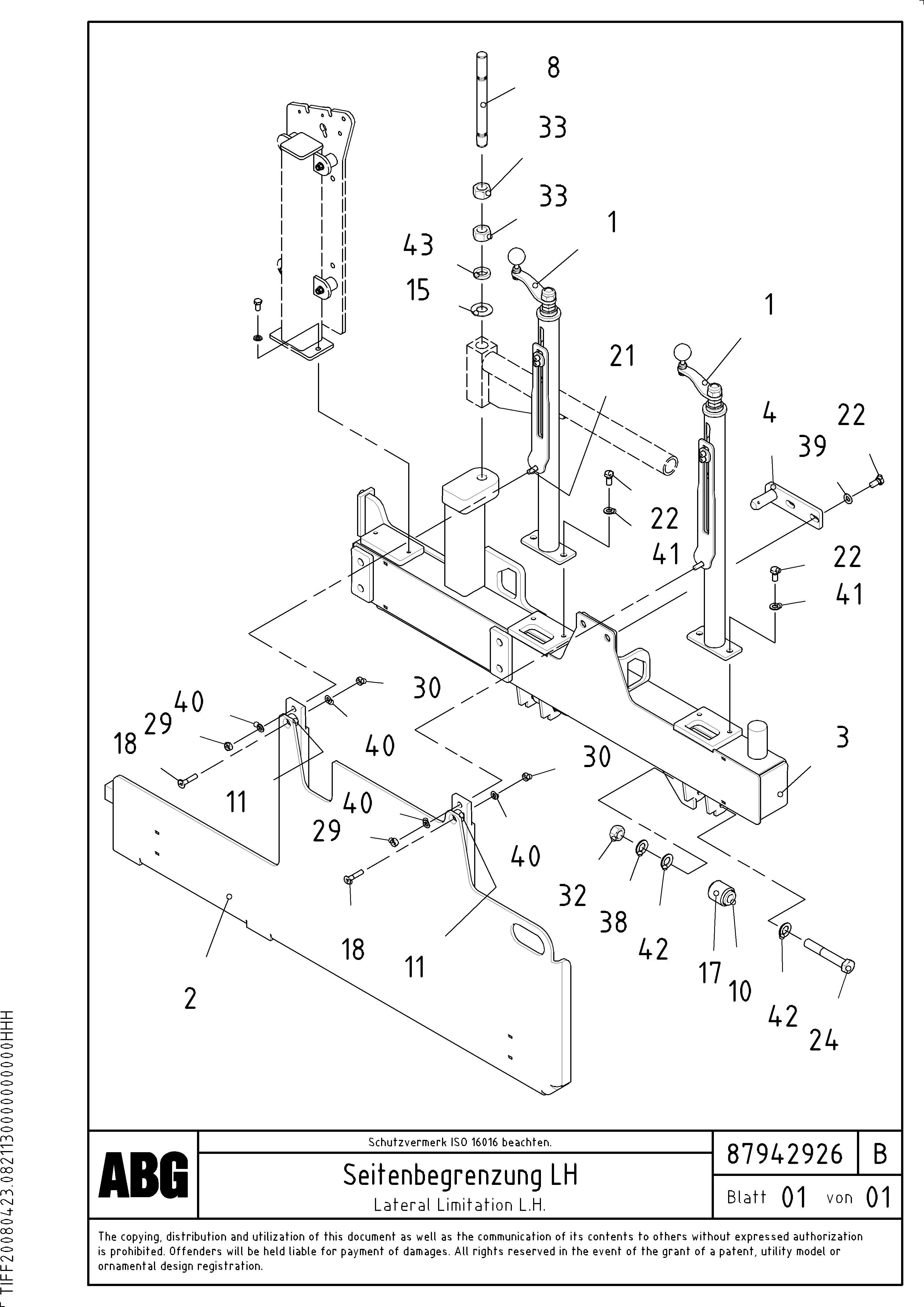 Схема запчастей Volvo MB 122 - 72973 Lateral limitation MB 122 ATT. SCREEDS 2,5 - 8,0M ABG6820