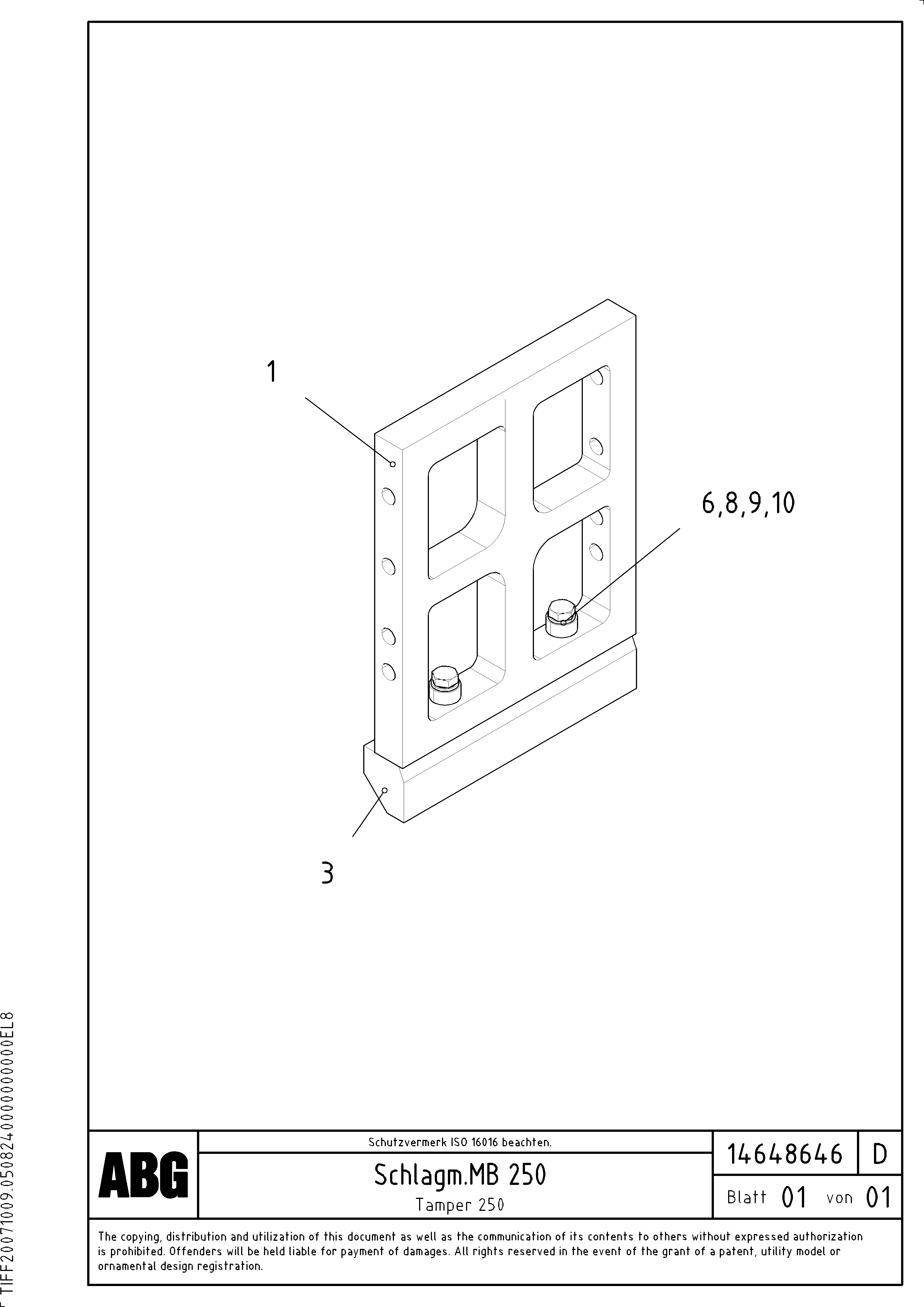 Схема запчастей Volvo MB 122 - 73984 Tamper bar MB 122 ATT. SCREEDS 2,5 -10,0M ABG7820, ABG7820B