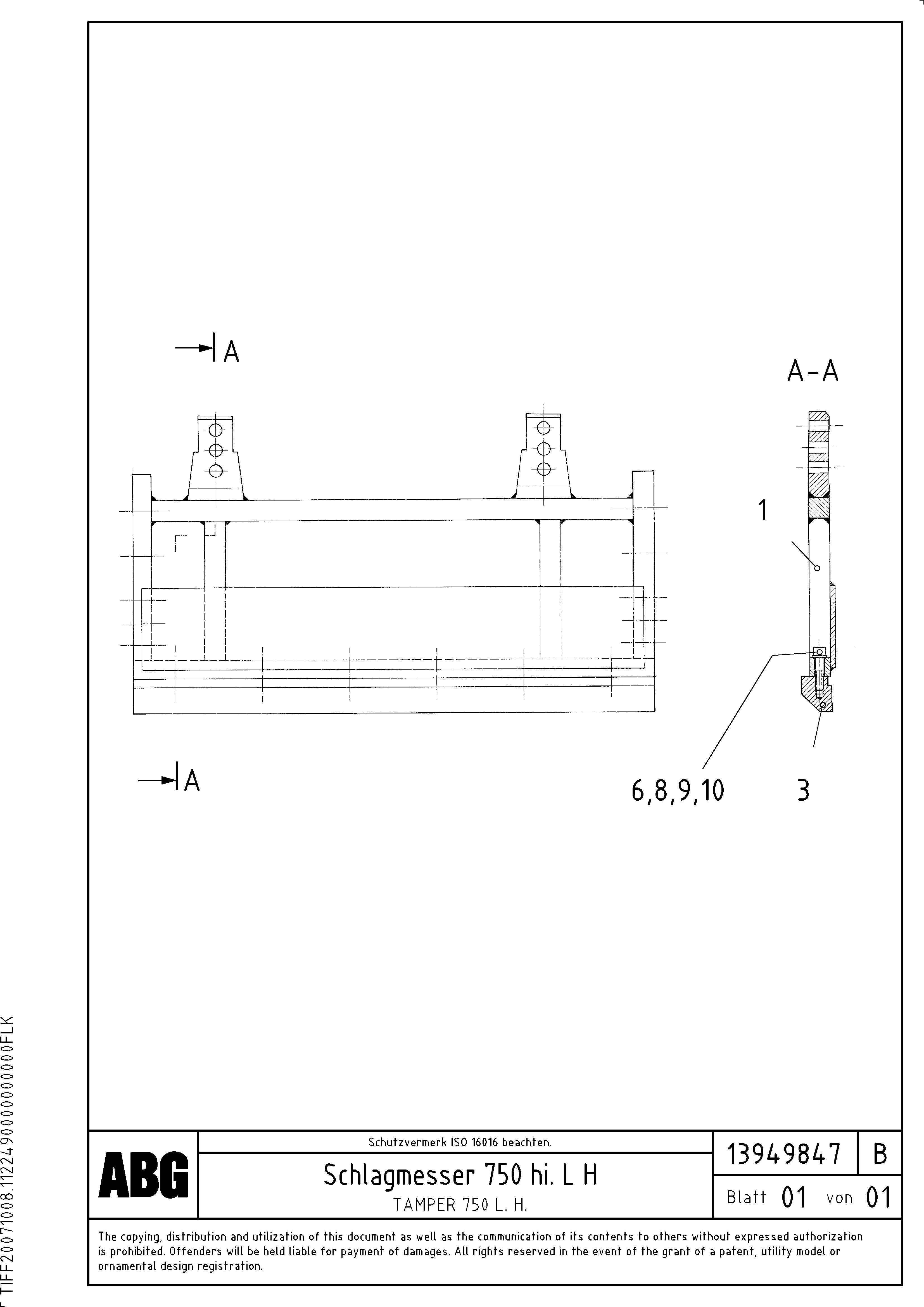 Схема запчастей Volvo MB 122 - 81148 Tamper plate for extension MB 122 ATT. SCREEDS 2,5 -10,0M ABG7820, ABG7820B