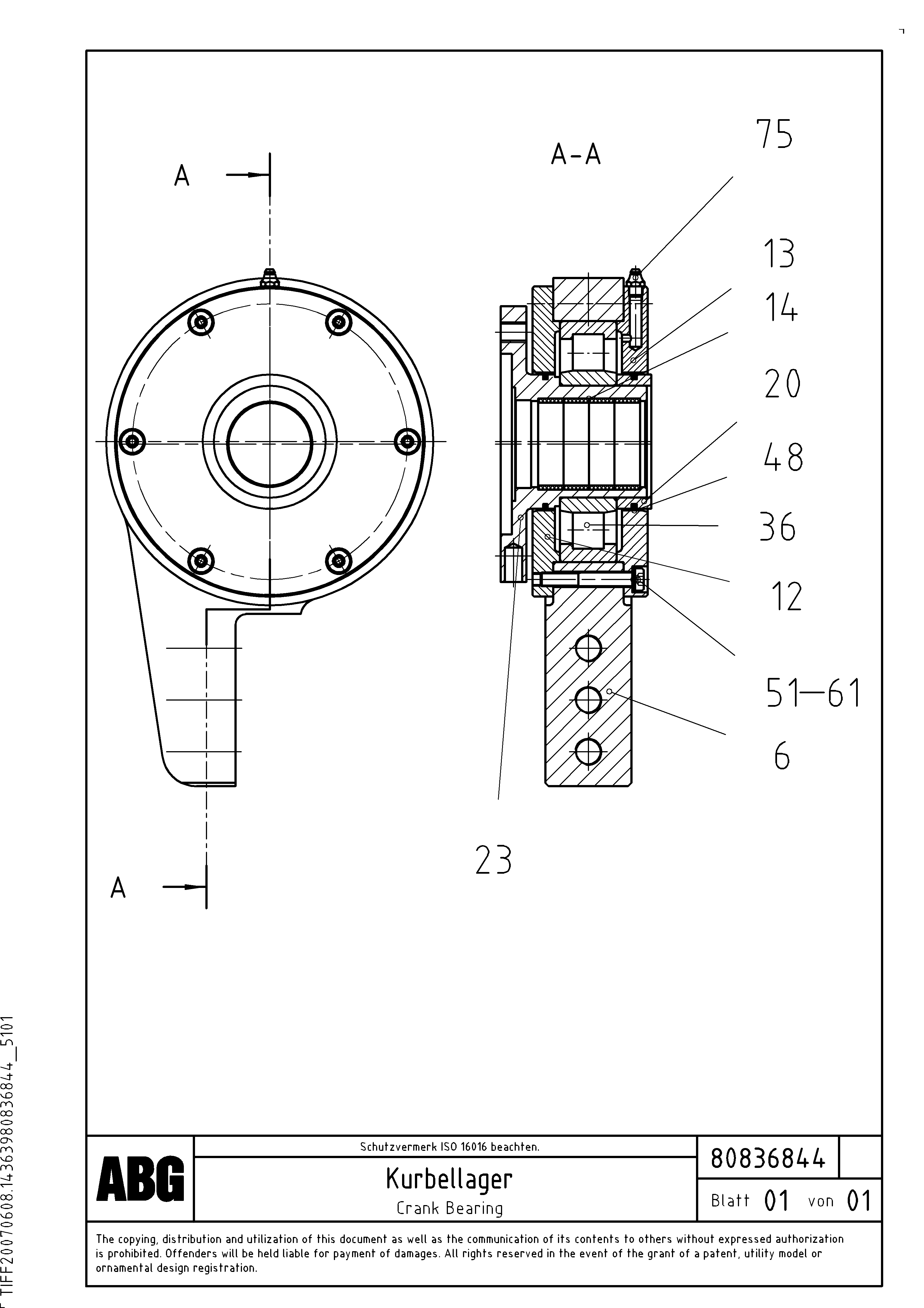 Схема запчастей Volvo MB 122 - 79143 Crank bearing for extension MB 122 ATT. SCREEDS 2,5 -12,0M ABG8820, ABG8820B