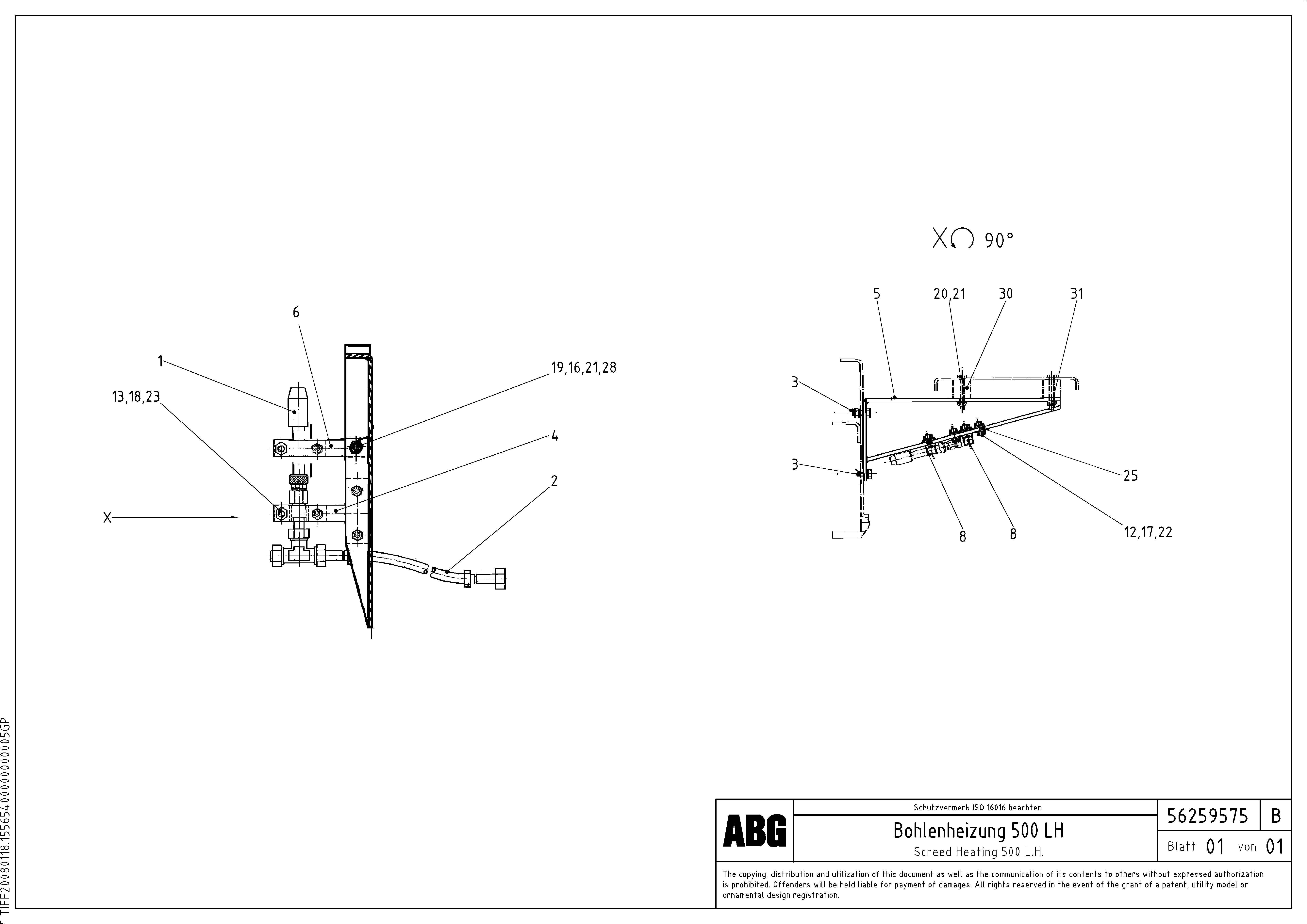 Схема запчастей Volvo MB 122 - 75506 Screed heating assembly MB 122 ATT. SCREEDS 2,5 -10,0M ABG7820, ABG7820B
