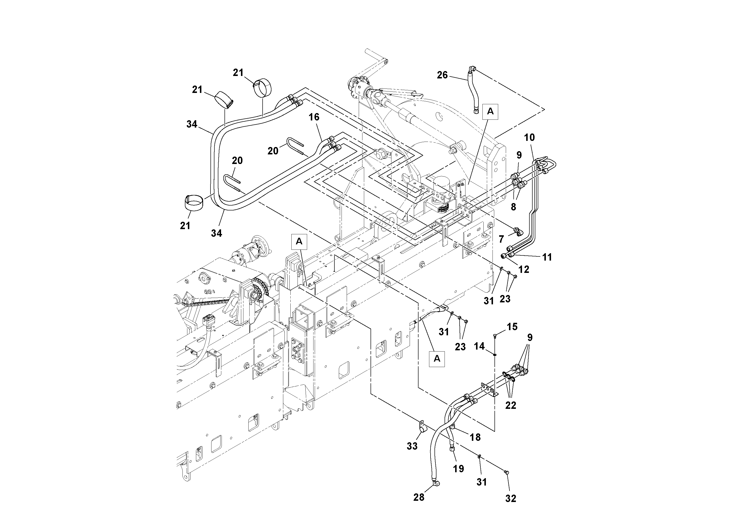 Схема запчастей Volvo Ultimat - 81766 Extension Hydraulic Installation ULTIMAT 200