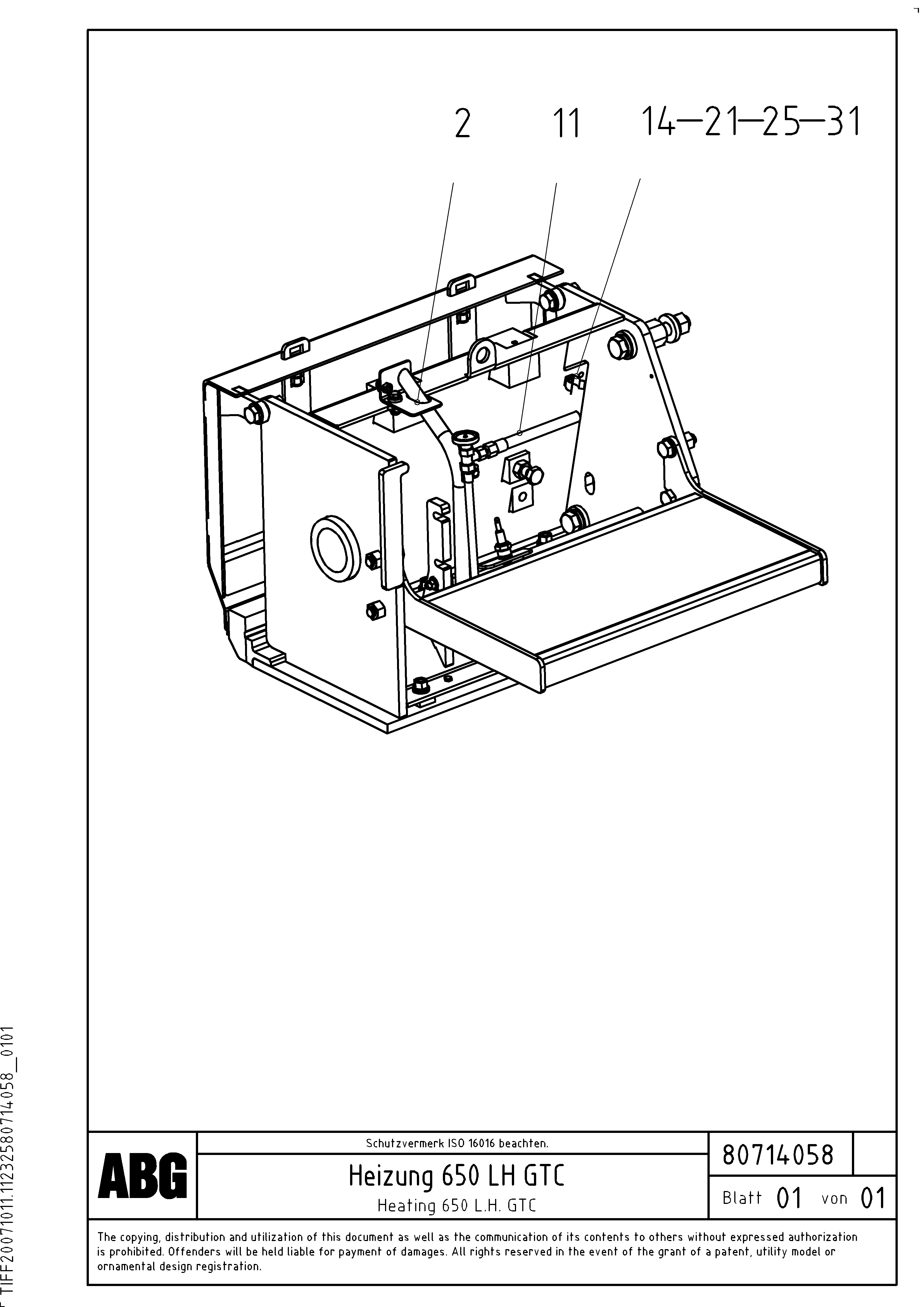 Схема запчастей Volvo VB 50 - 67635 Gas heating for extension VB 50 ATT. SCREEDS 2,0 - 5,0M ABG3870