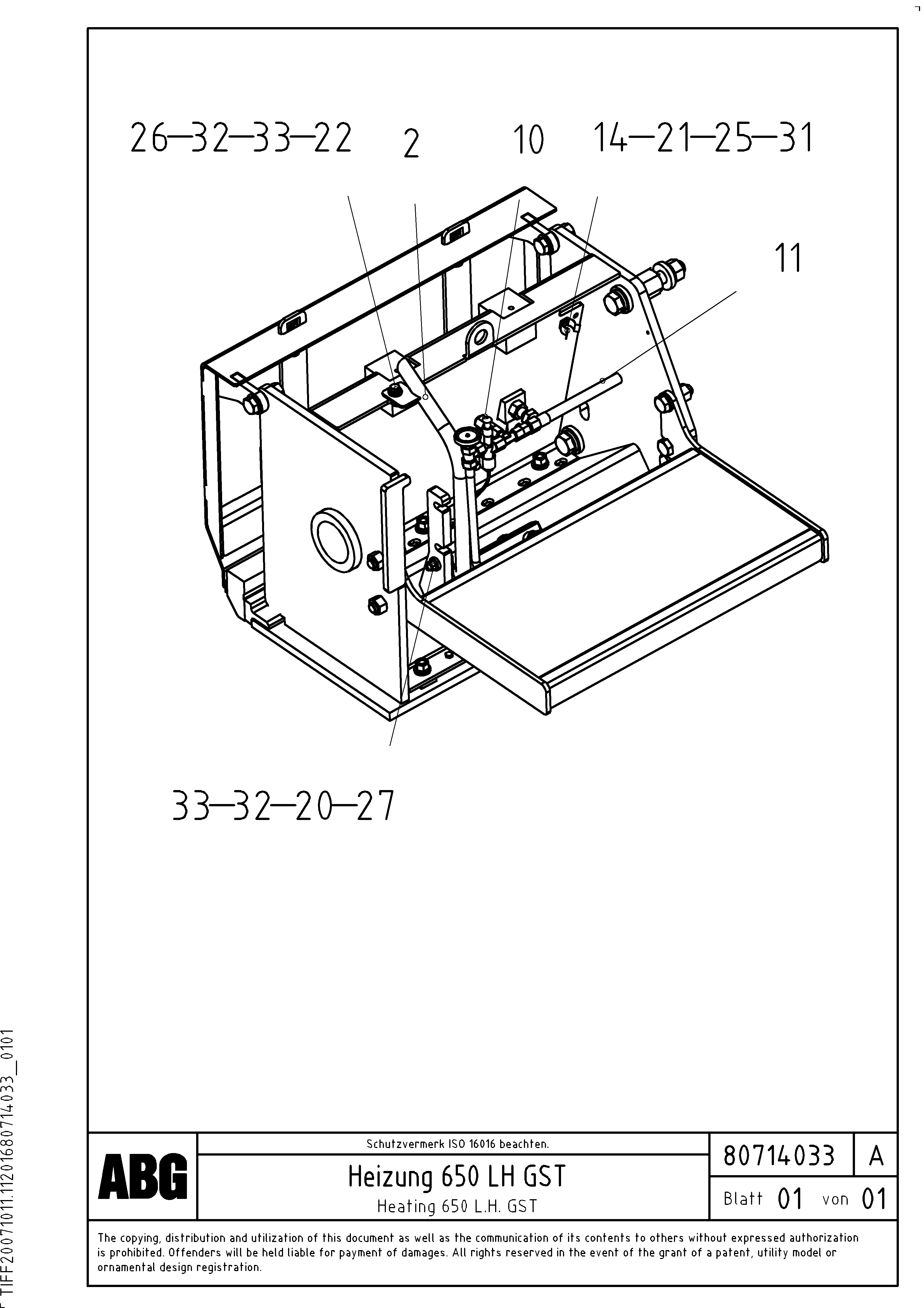 Схема запчастей Volvo VB 50 - 70928 Gas heating for extension VB 50 ATT. SCREEDS 2,0 - 5,0M ABG3870