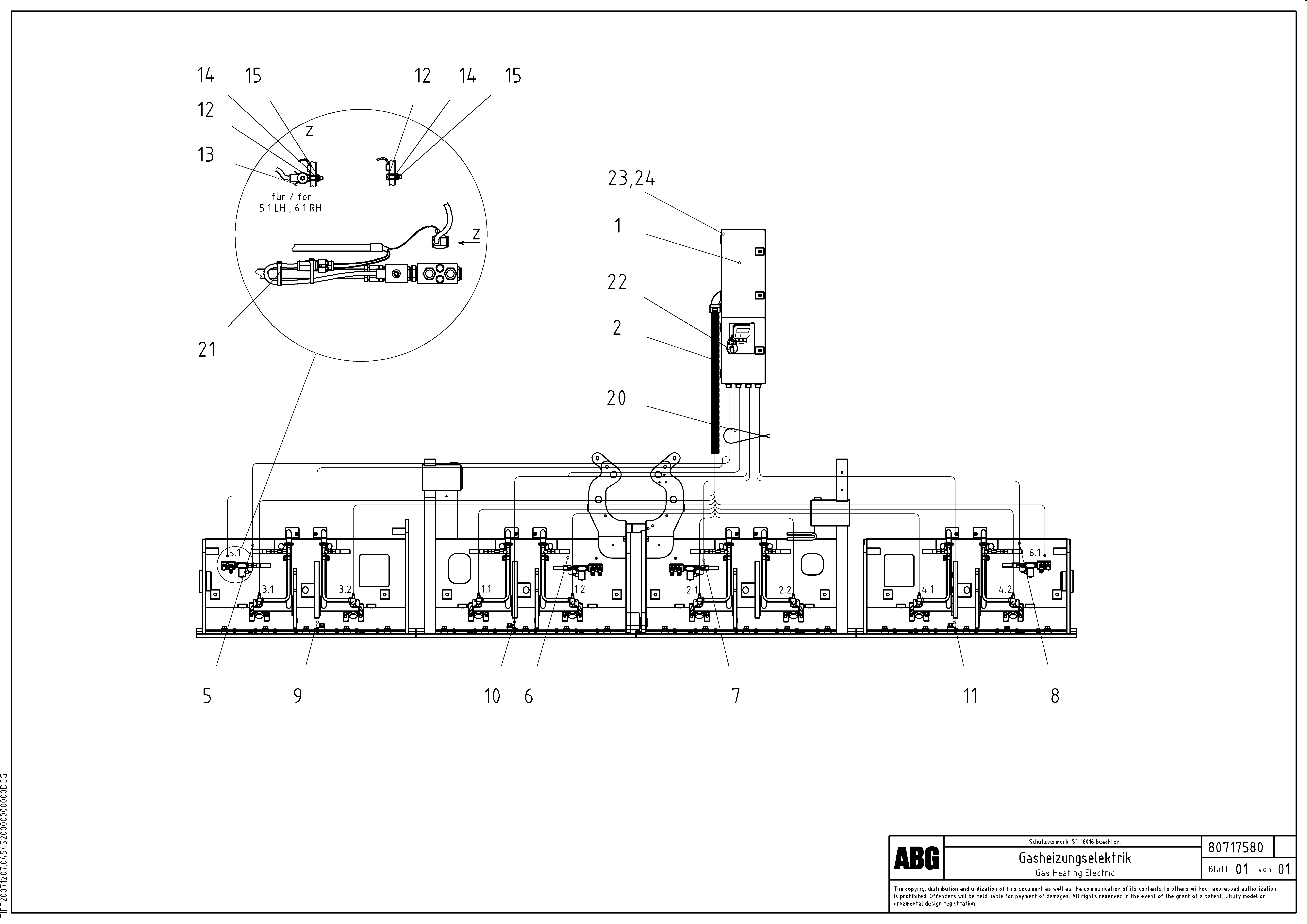 Схема запчастей Volvo VB 50 - 80970 Gas heating electric for basic screed VB 50 ATT. SCREEDS 2,0 - 5,0M ABG3870