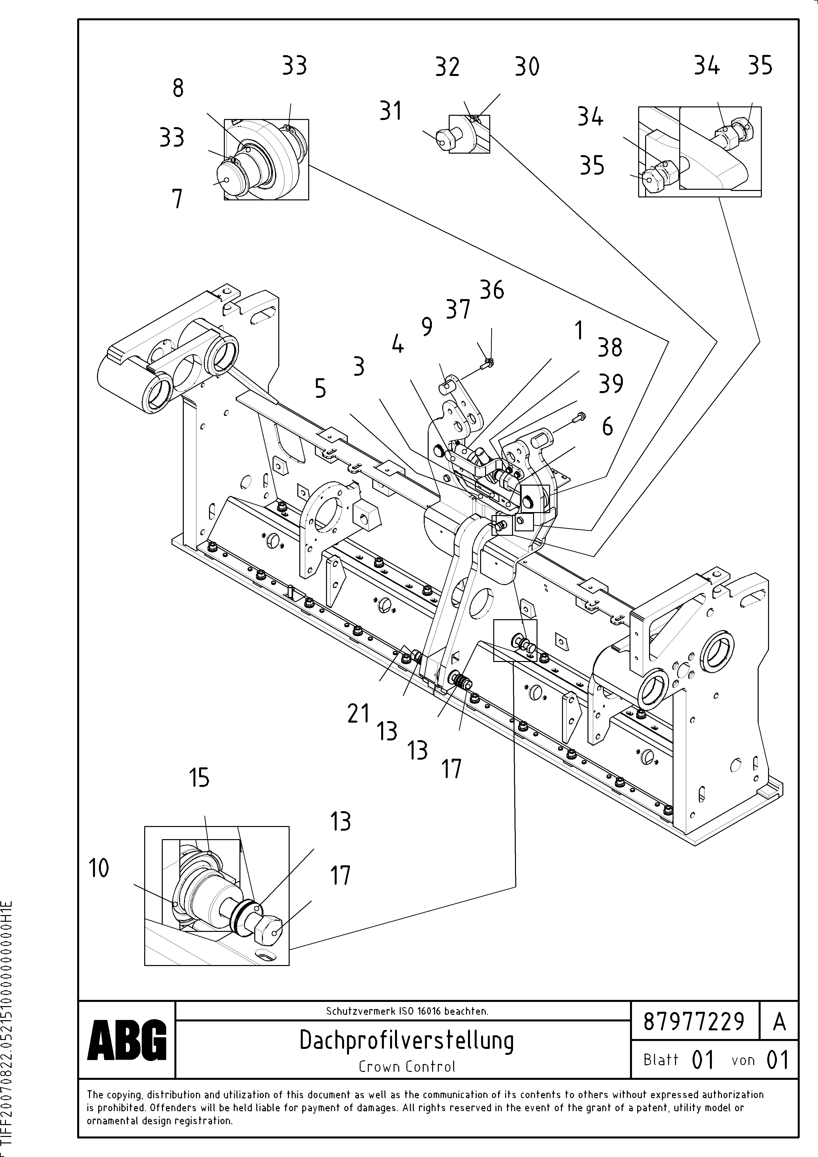 Схема запчастей Volvo VB 50 - 80283 Crown control for basic screed VB 50 ATT. SCREEDS 2,0 - 5,0M ABG3870