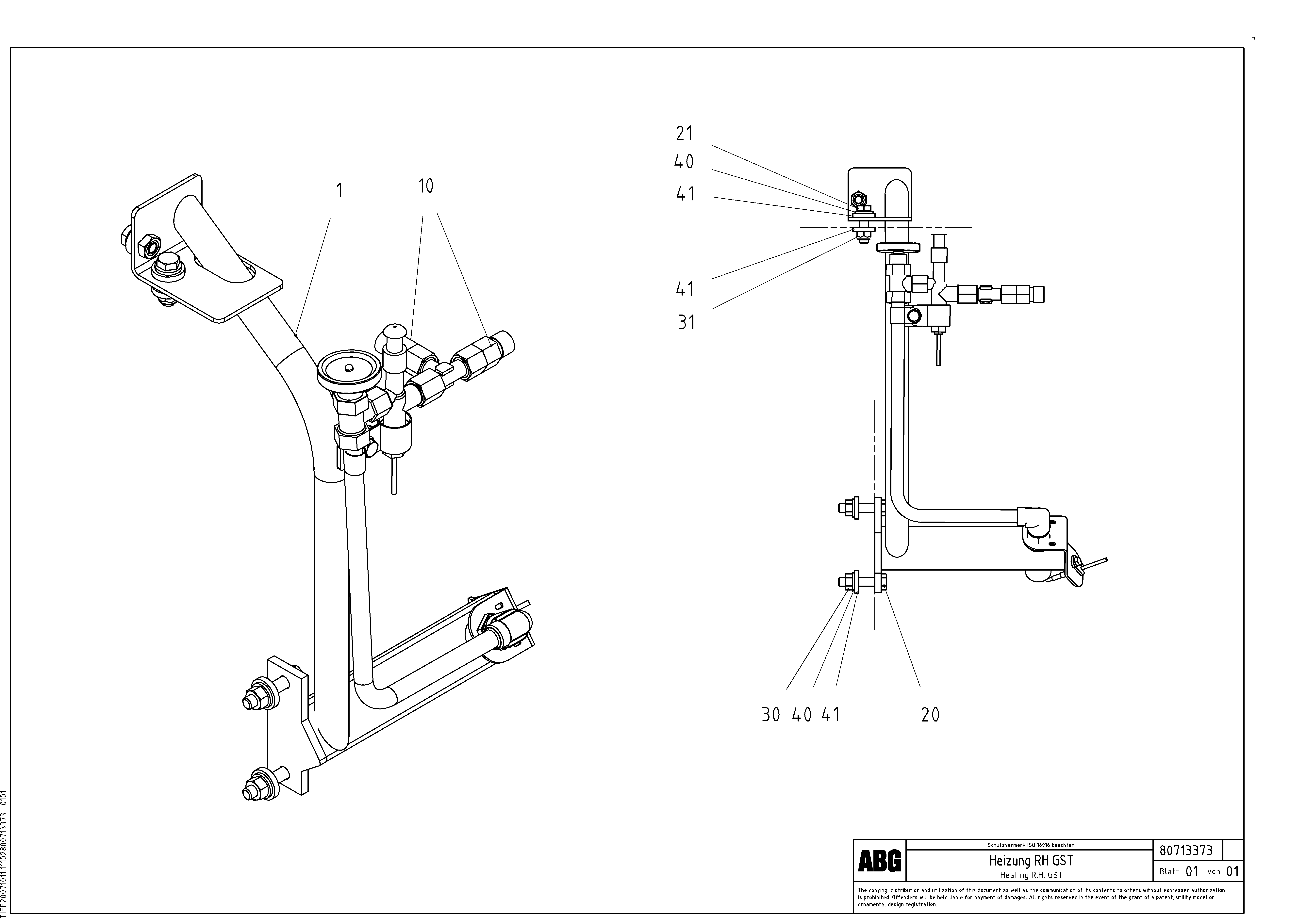 Схема запчастей Volvo VB 50 - 69336 Gas heating assembly VB 50 ATT. SCREEDS 2,0 - 5,0M ABG3870