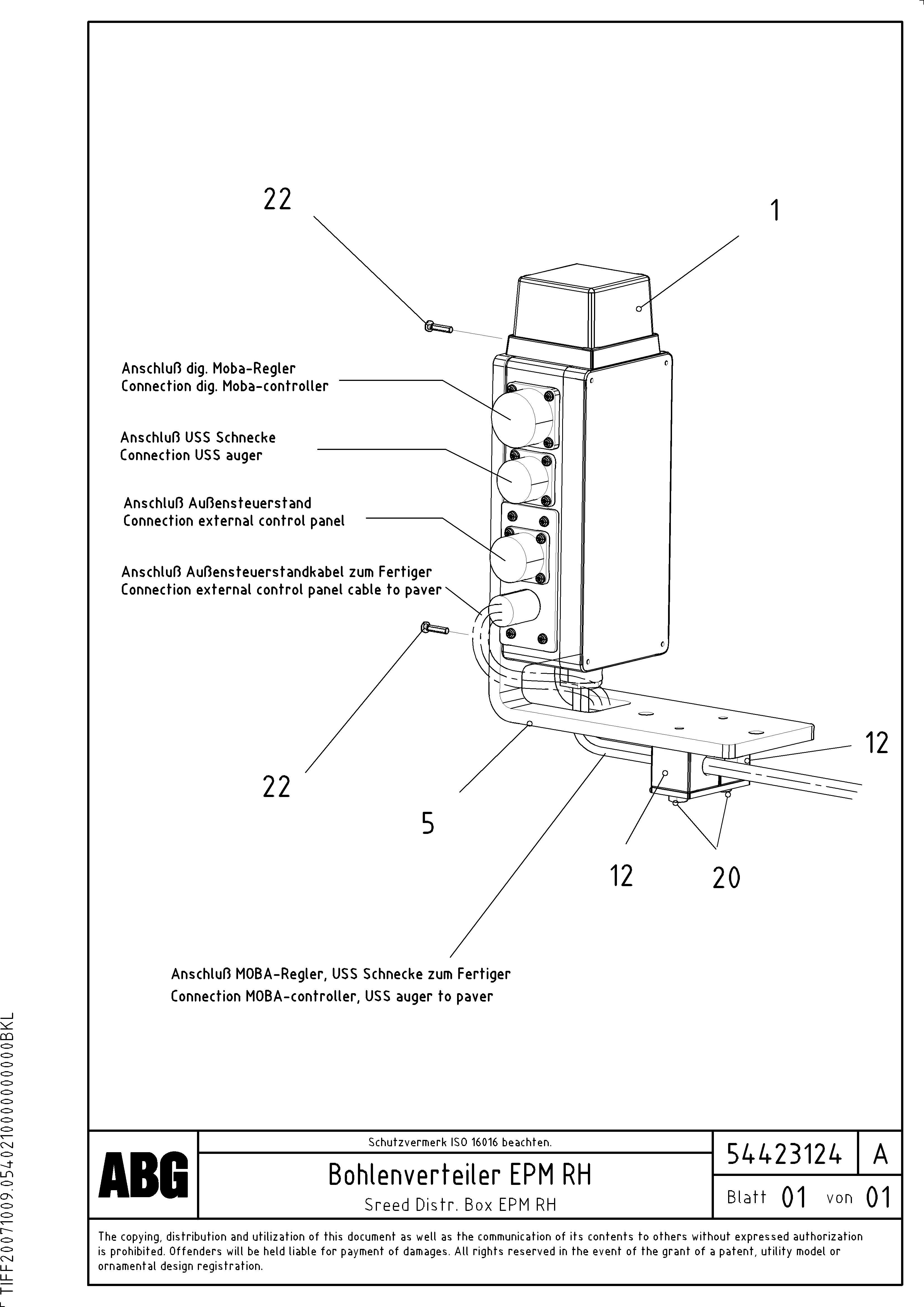 Схема запчастей Volvo VB 78 ETC - 1735 Distribution box on screed for EPM (Electronic Paver Management) VB 78 ETC ATT. SCREED 2,5 - 9,0 M ABG5820/6820/7820/7820B