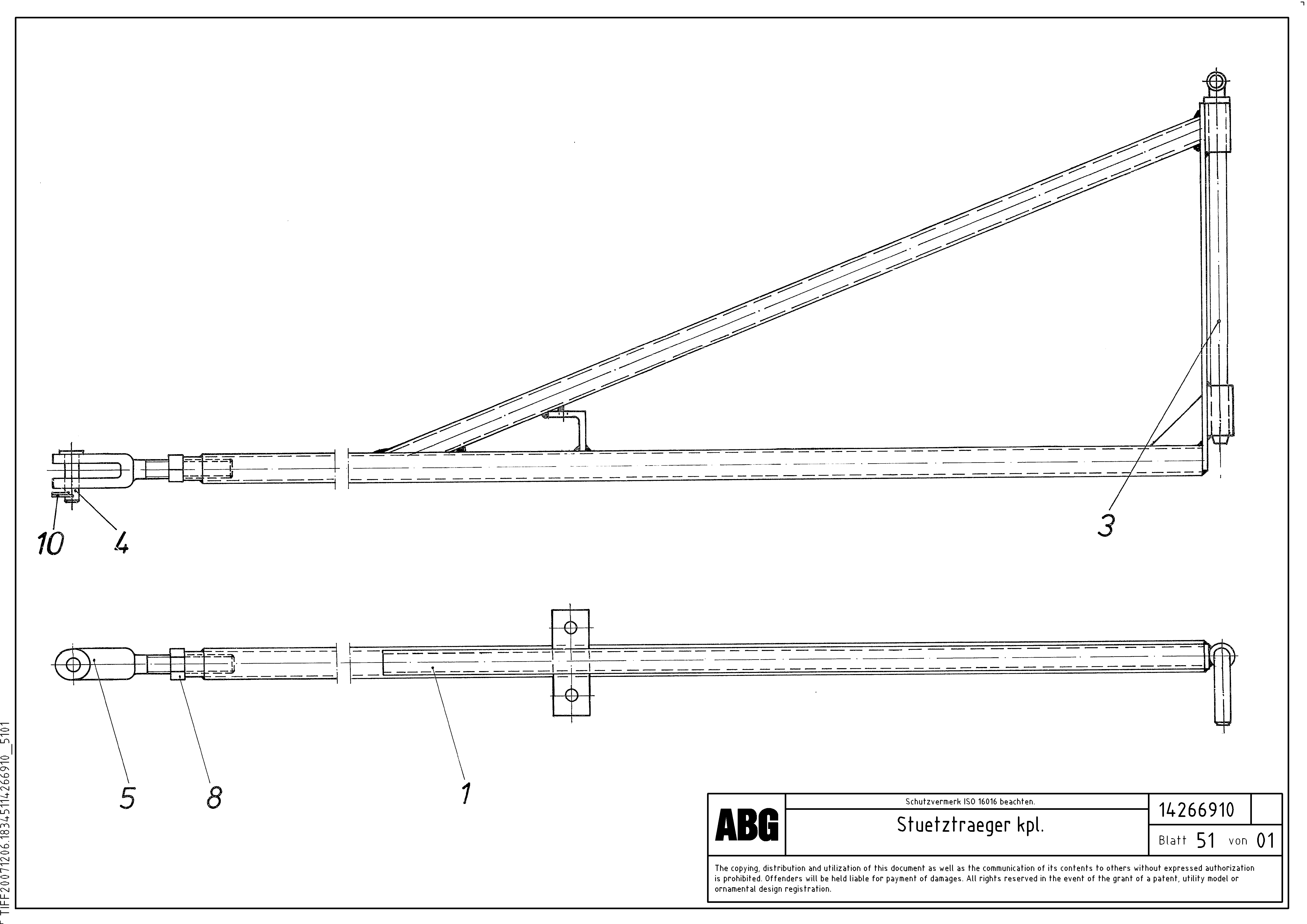 Схема запчастей Volvo VB 78 ETC - 70621 Brace assembly for auger extension VB 78 ETC ATT. SCREED 2,5 - 9,0 M ABG5820/6820/7820/7820B