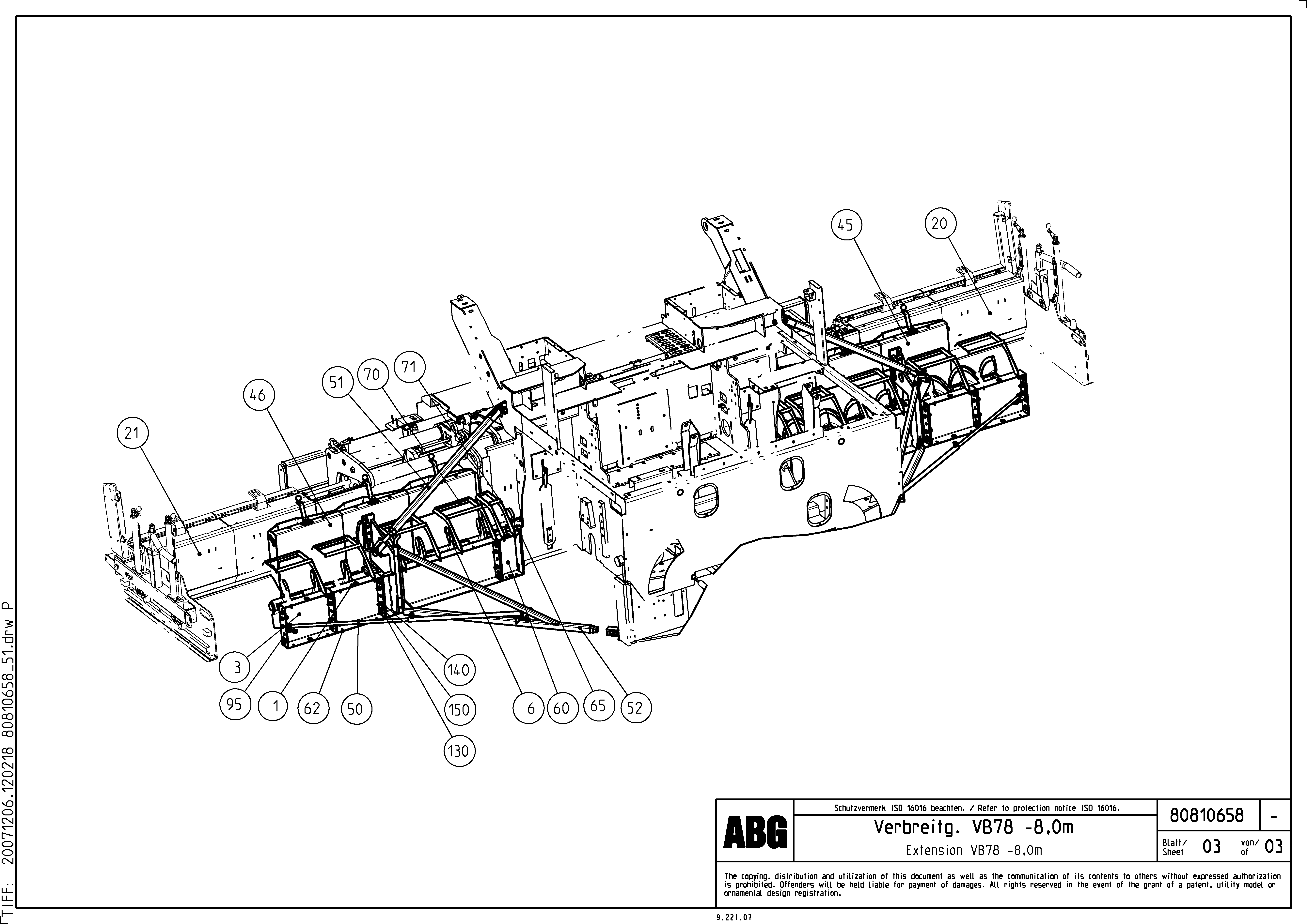 Схема запчастей Volvo VB 78 ETC - 74693 Combination of support plates per working widths and auger extension VB 78 ETC ATT. SCREED 2,5 - 9,0 M ABG5770, ABG5870, ABG6870